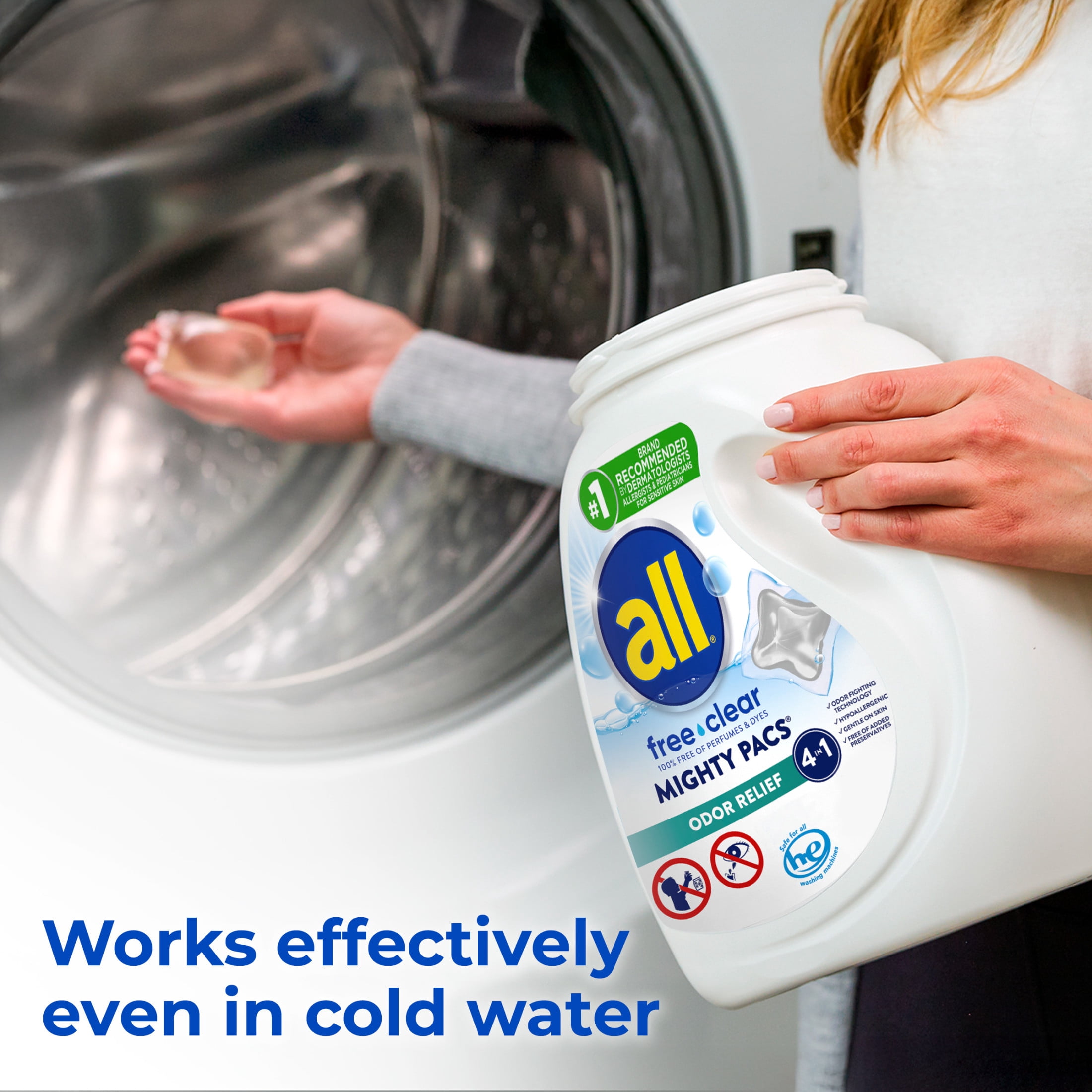 all Free Clear Mighty Pacs Odor Relief Laundry Detergent (Clear, 56 Count) 7yyq4