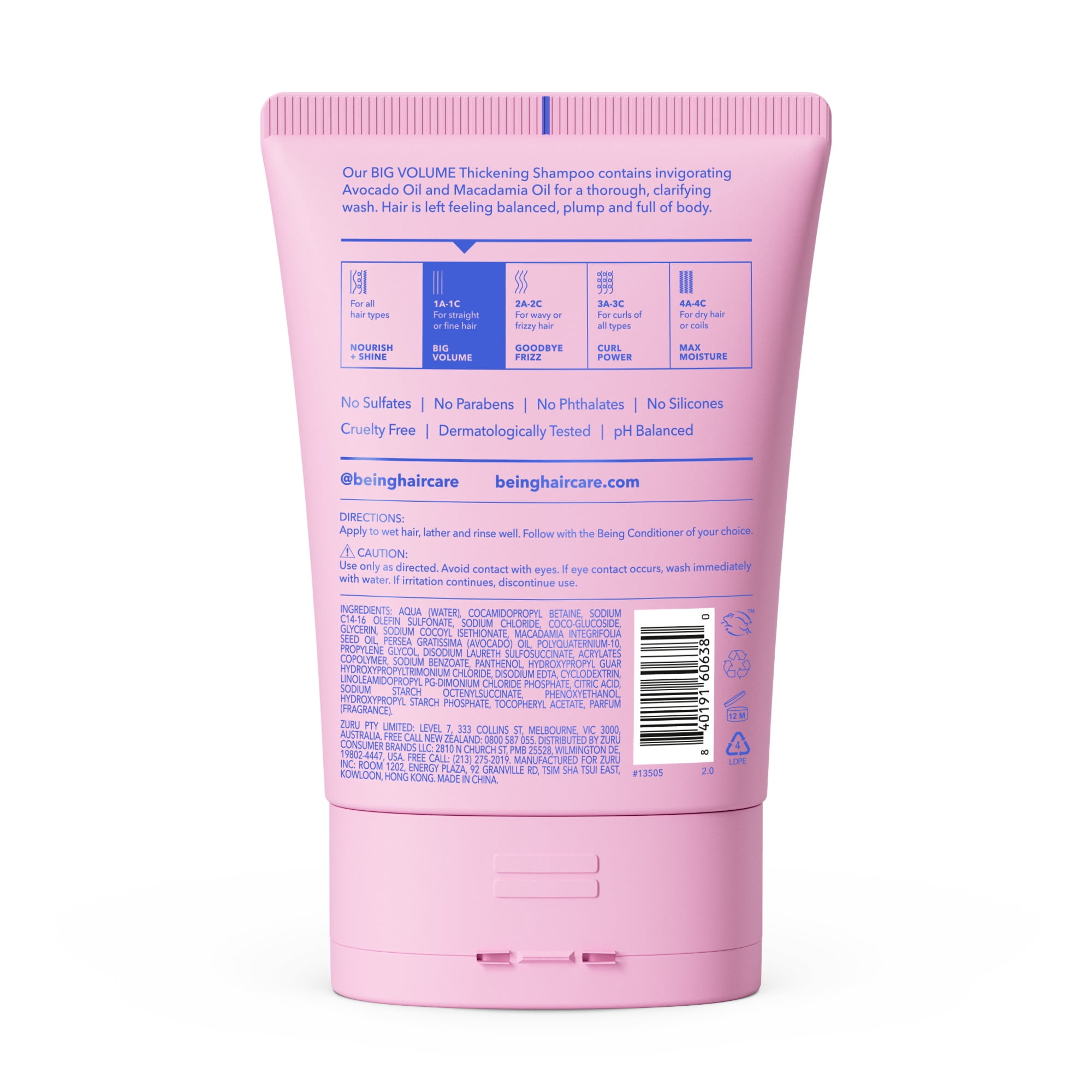 BEING Big Volume Thickening Shampoo with Avocado and Macadamia Oil (11.97 fl oz) l1vwx