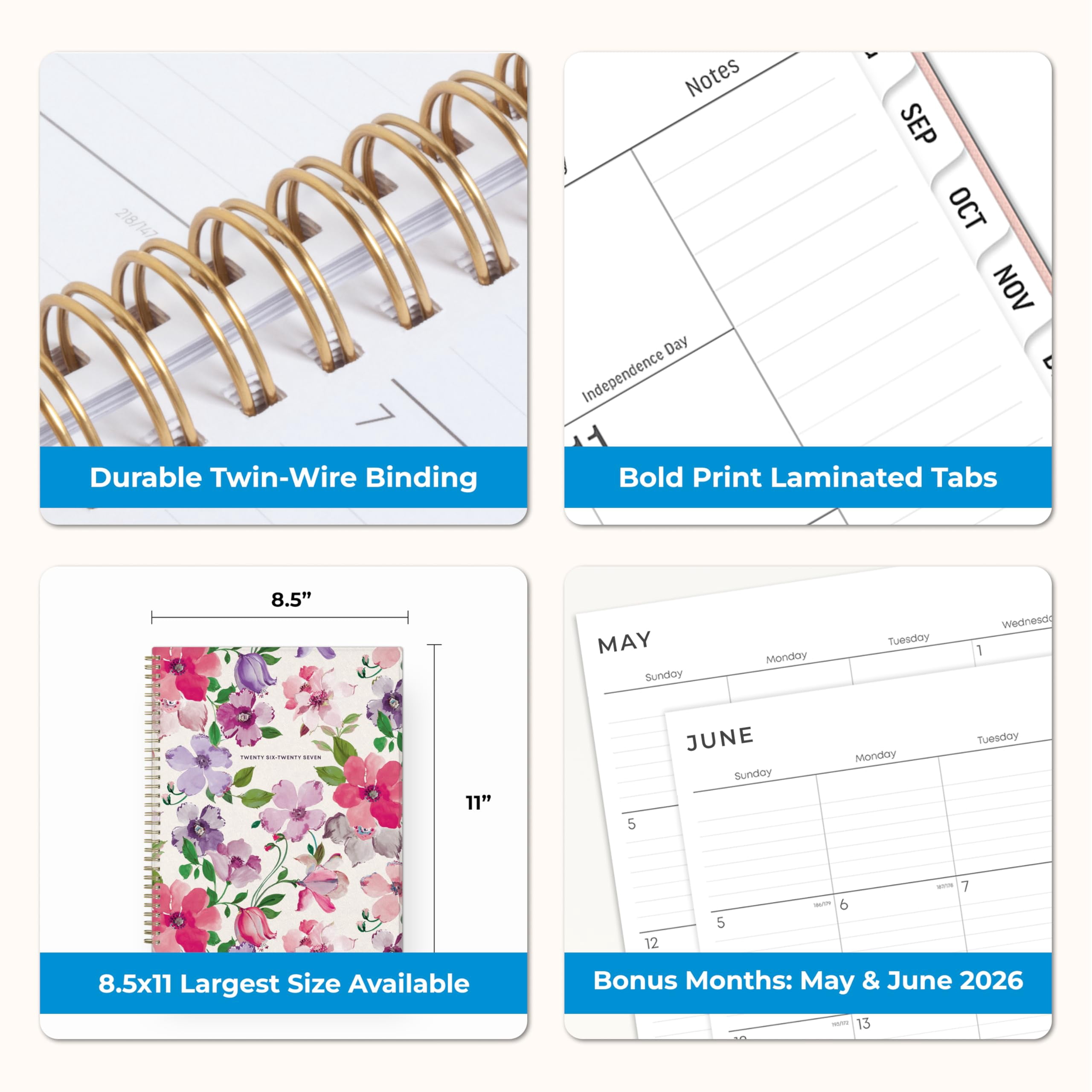 Blue Sky 2026-2027 Academic Planner, Weekly & Monthly Large Print Organizer, Charlotte Design (Blue, 8.5 in x 11 in) qygl3