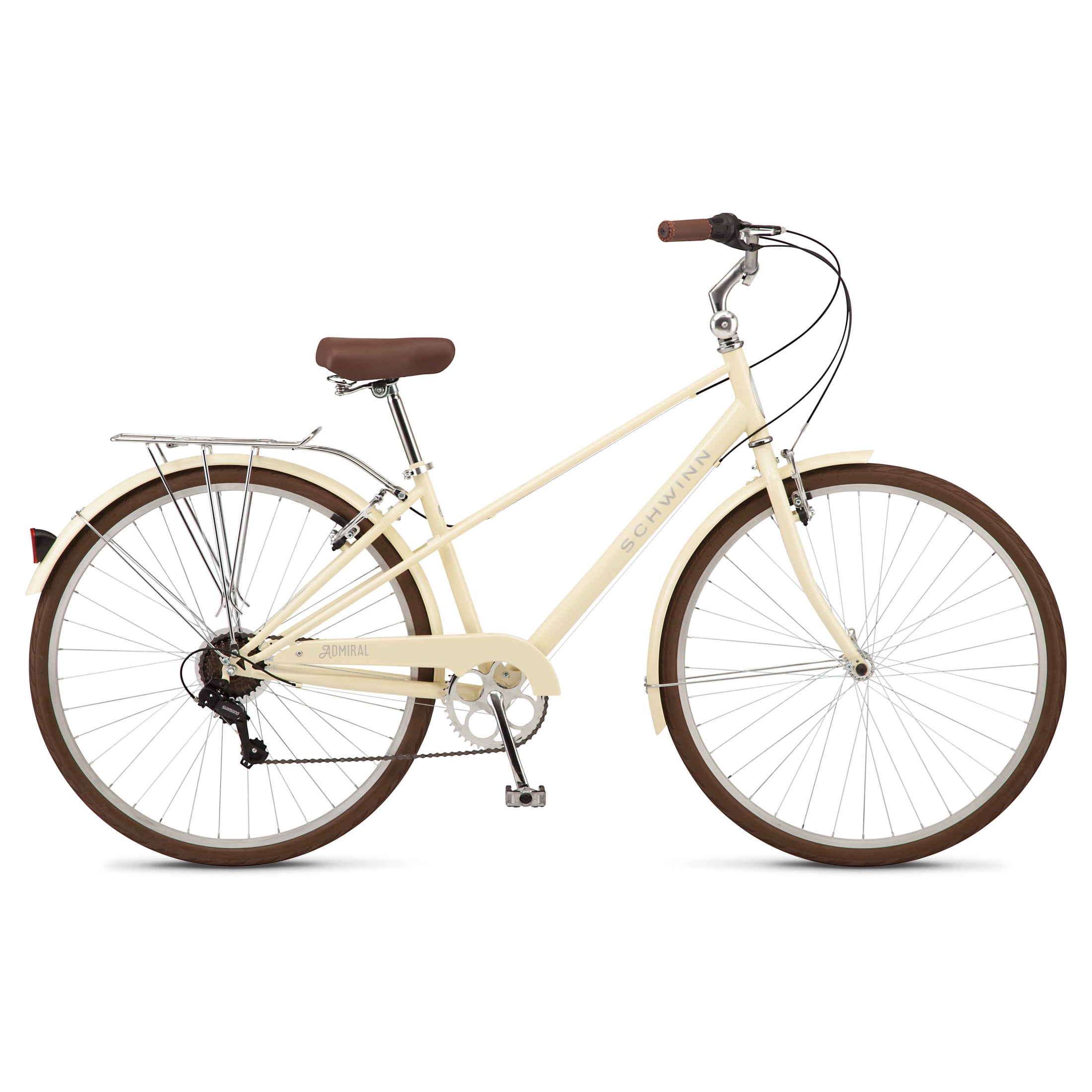 Schwinn Admiral Hybrid Bike, 7-Speed Commuter Bicycle, Lightweight Alloy Frame (Cream, 700c Wheels) 8zxg7