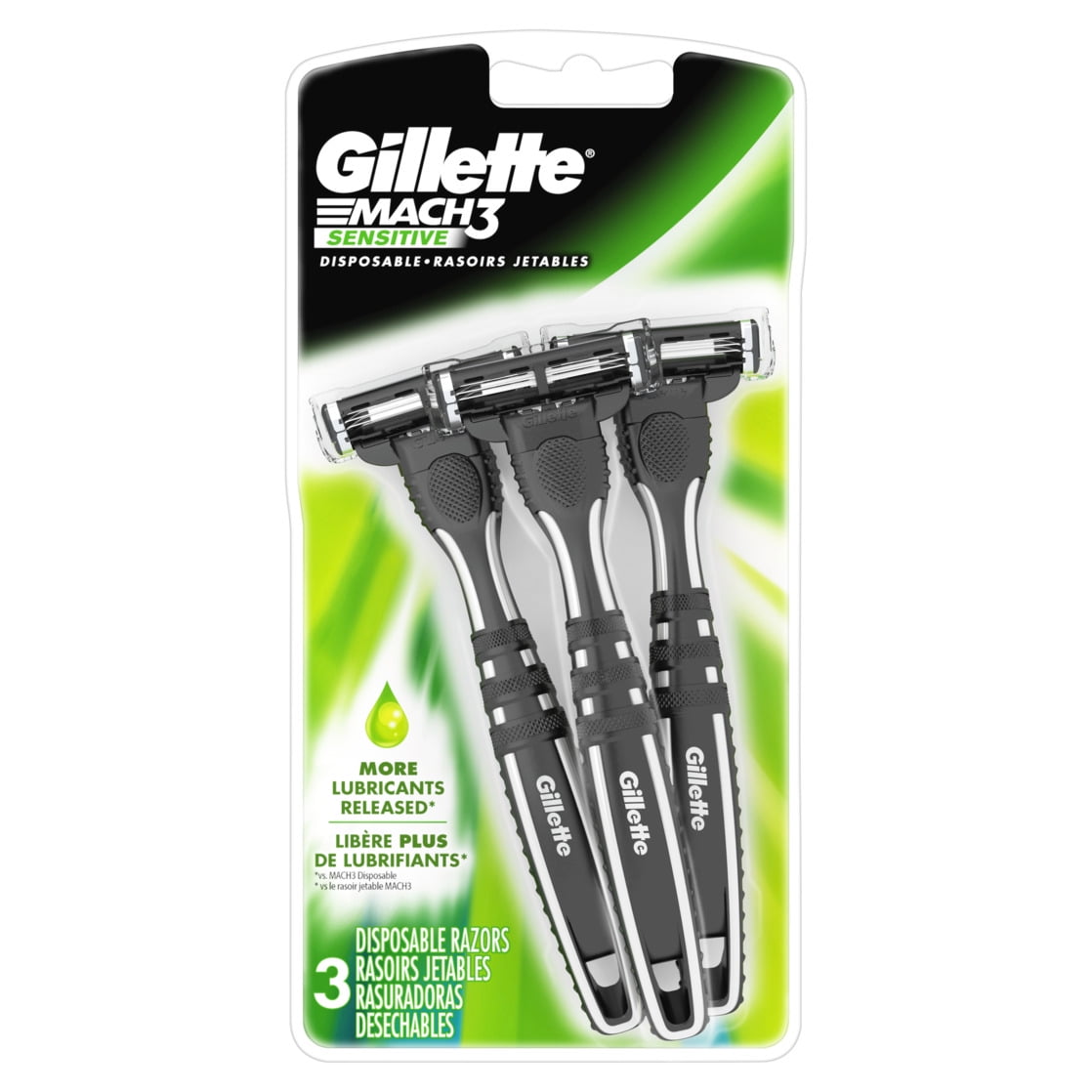 Gillette Mach 3 Sensitive Men 3-Blade Disposable Razor (3 Count) 54djw