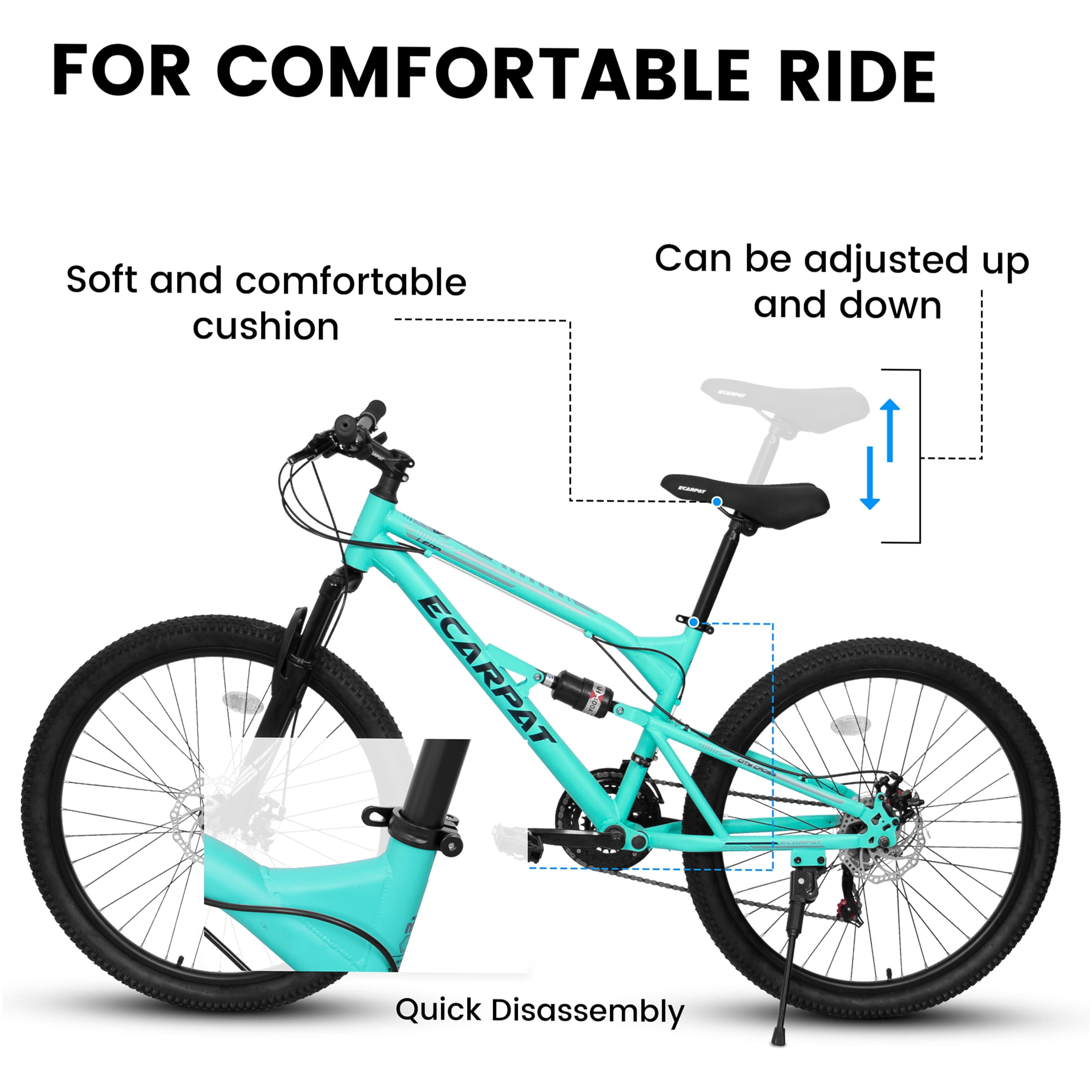 JERFIT 26 Inch Mountain Bike, 21-Speed All-Terrain Bicycle with Dual Suspension and Disc Brakes (Blue, 26 in) mt9mc