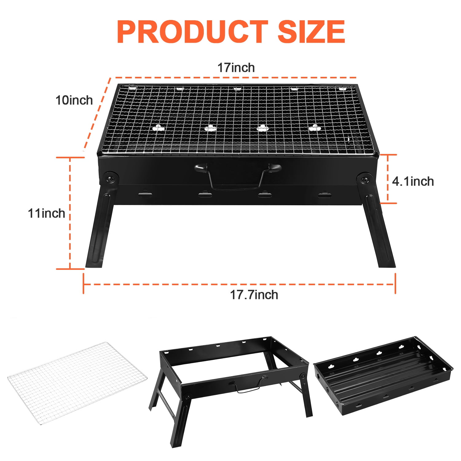 TeqHome Portable Charcoal Grill and Smoker (Black, 18 in) vwfe1