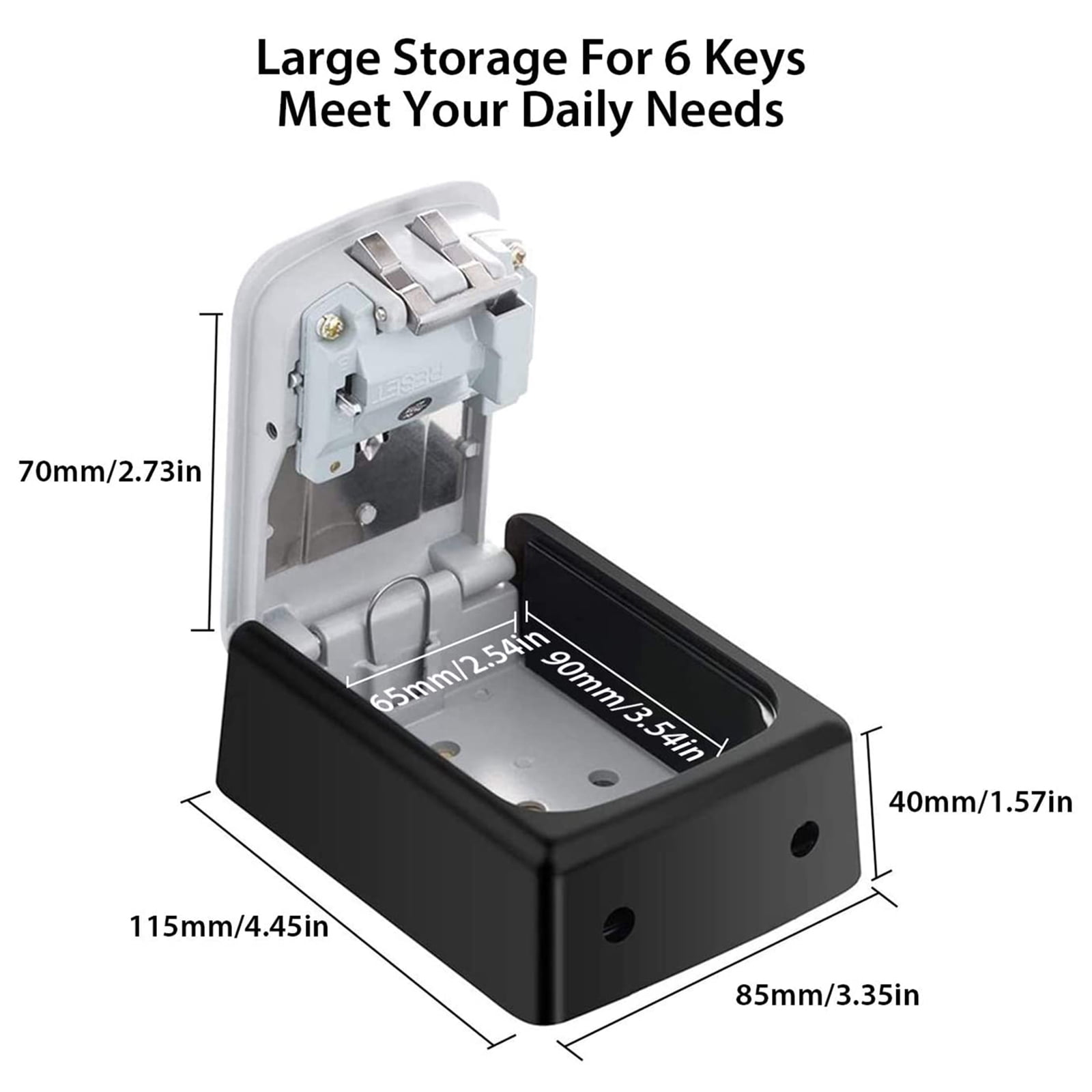 Husfou Key Lock Box Waterproof 4-Digit Combination Security Safe (Black, 5 Key Capacity) 6k1pw