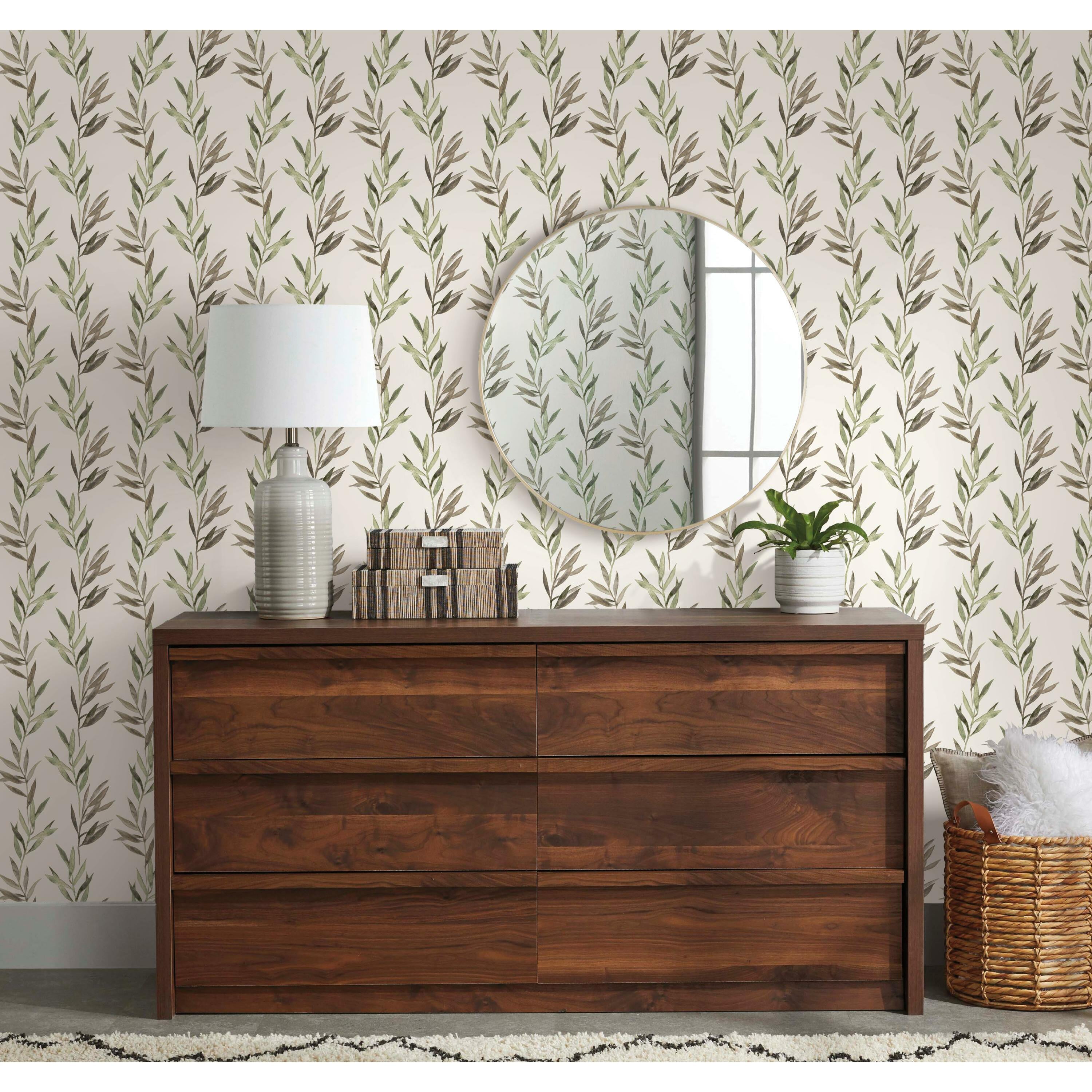 Better Homes & Gardens Scalata Branches Peel & Stick Wallpaper (Green, 18 in x 18.86 ft) qk4e2