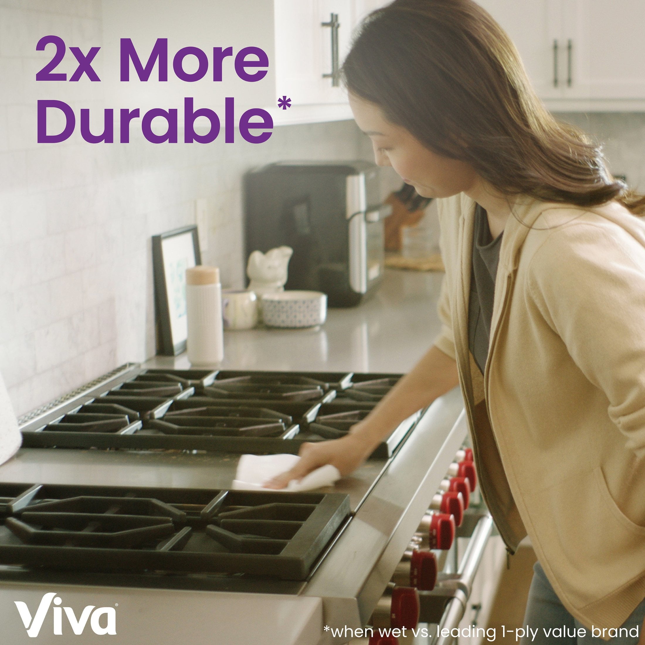 Viva Signature Cloth Paper Towels, Durable Absorbent Cleaning Sheets (White, 6 Double Rolls) mrafd