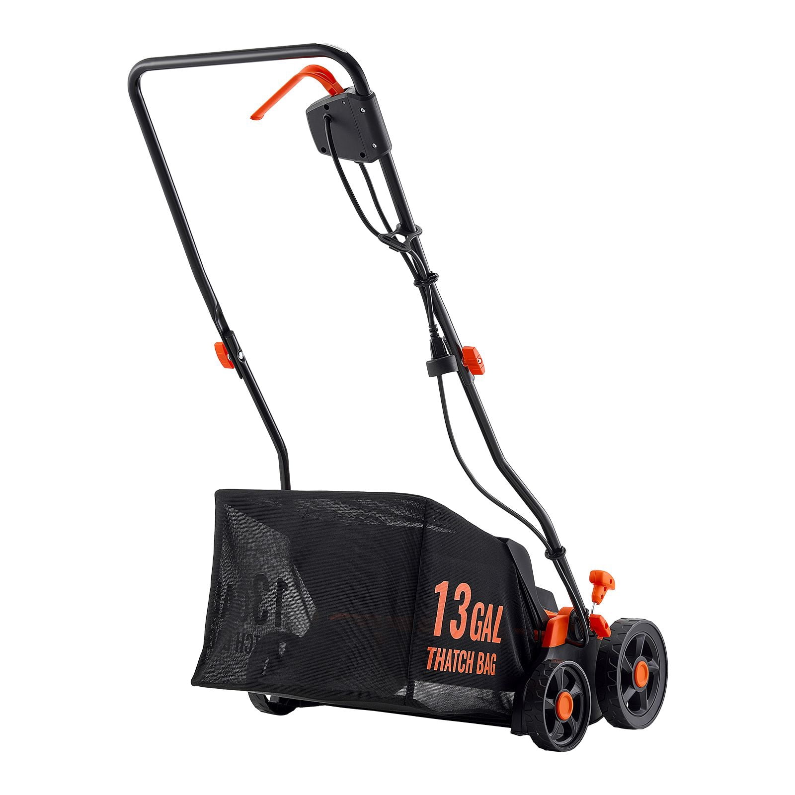 Shenmamo 13 Amp Electric Lawn Dethatcher and Scarifier (13-Inch, 13-Gallon Collection Bag) wa9lv
