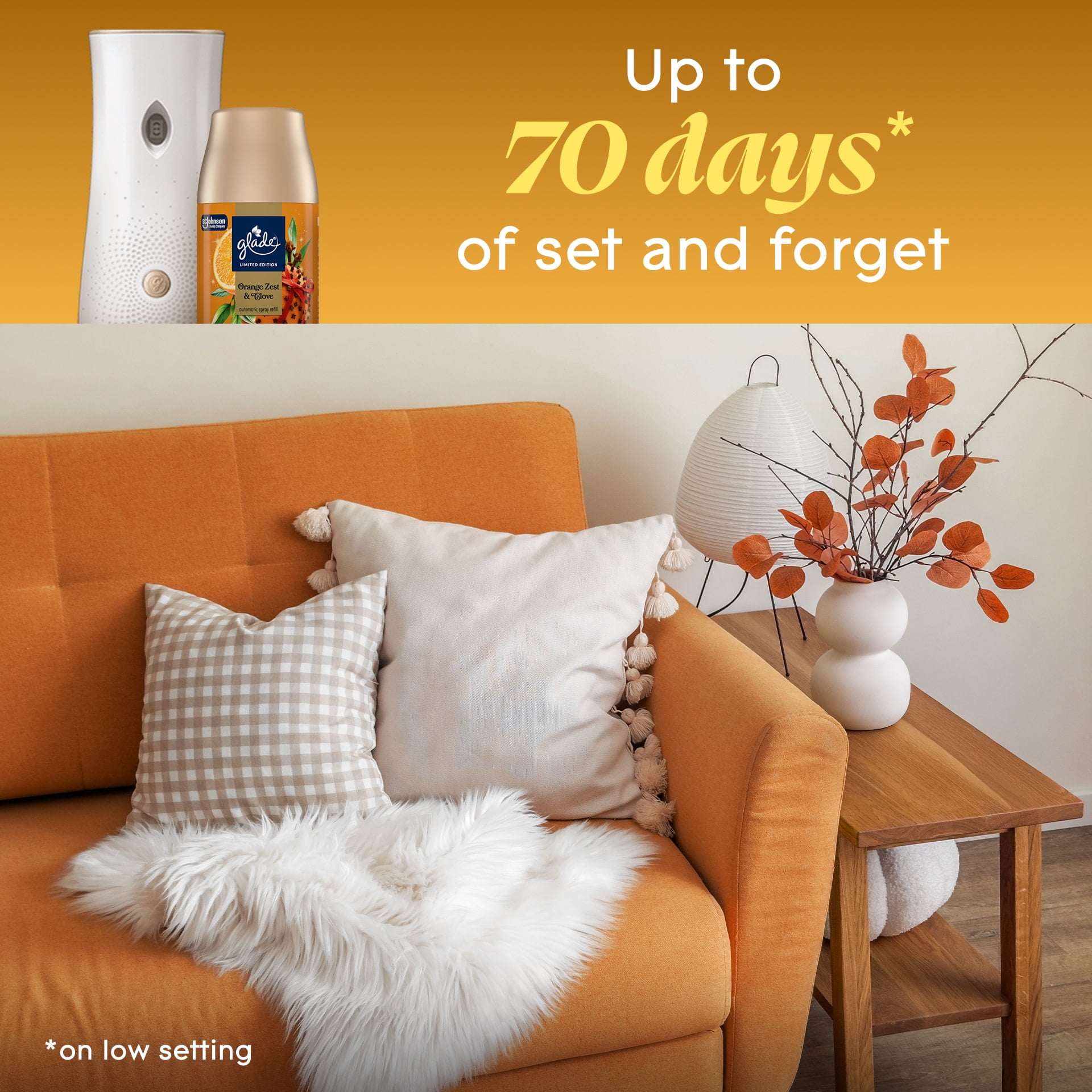 Glade Automatic Spray Air Freshener Refill, Orange Zest & Clove Scent, Long-Lasting Fragrance (Orange, 12.4 oz, 2 Pack) gmezr