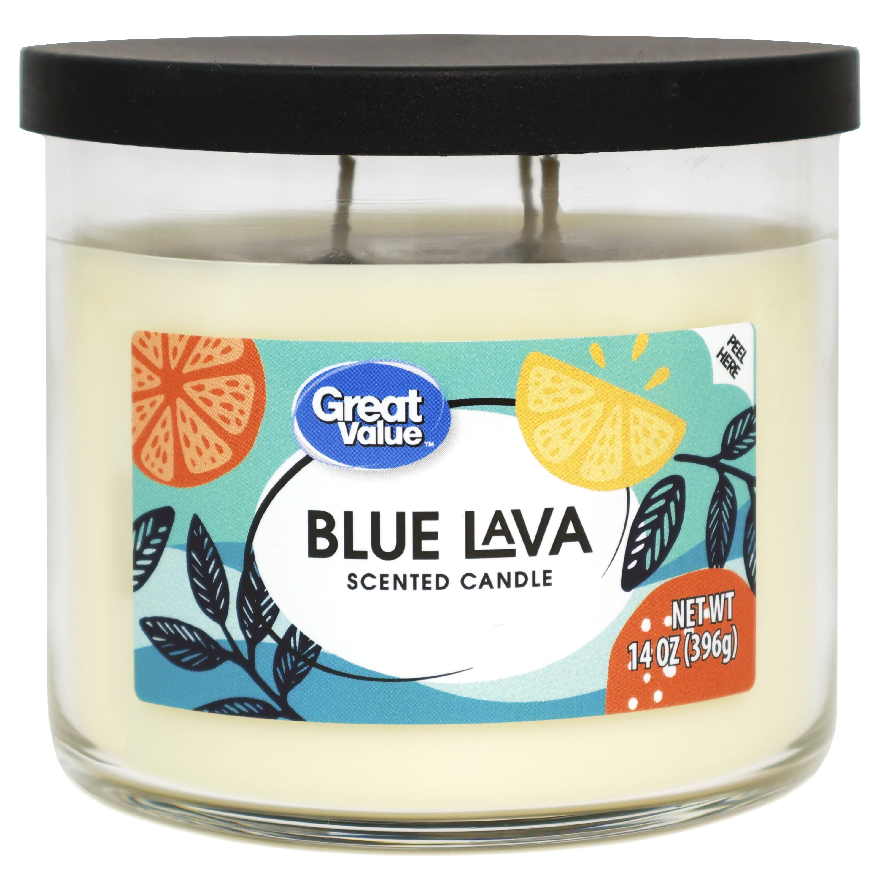 Great Value Scented Candle, 3-Wick Soy-Blend Wax, Blue Lava Fragrance (Blue, 14.5 oz) 0kfbo