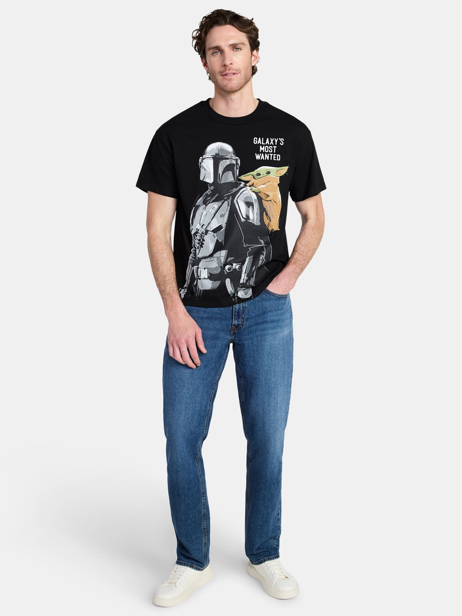 Star Wars The Mandalorian Mando and Grogu Graphic Tee (Black, S-3XL) edhr6