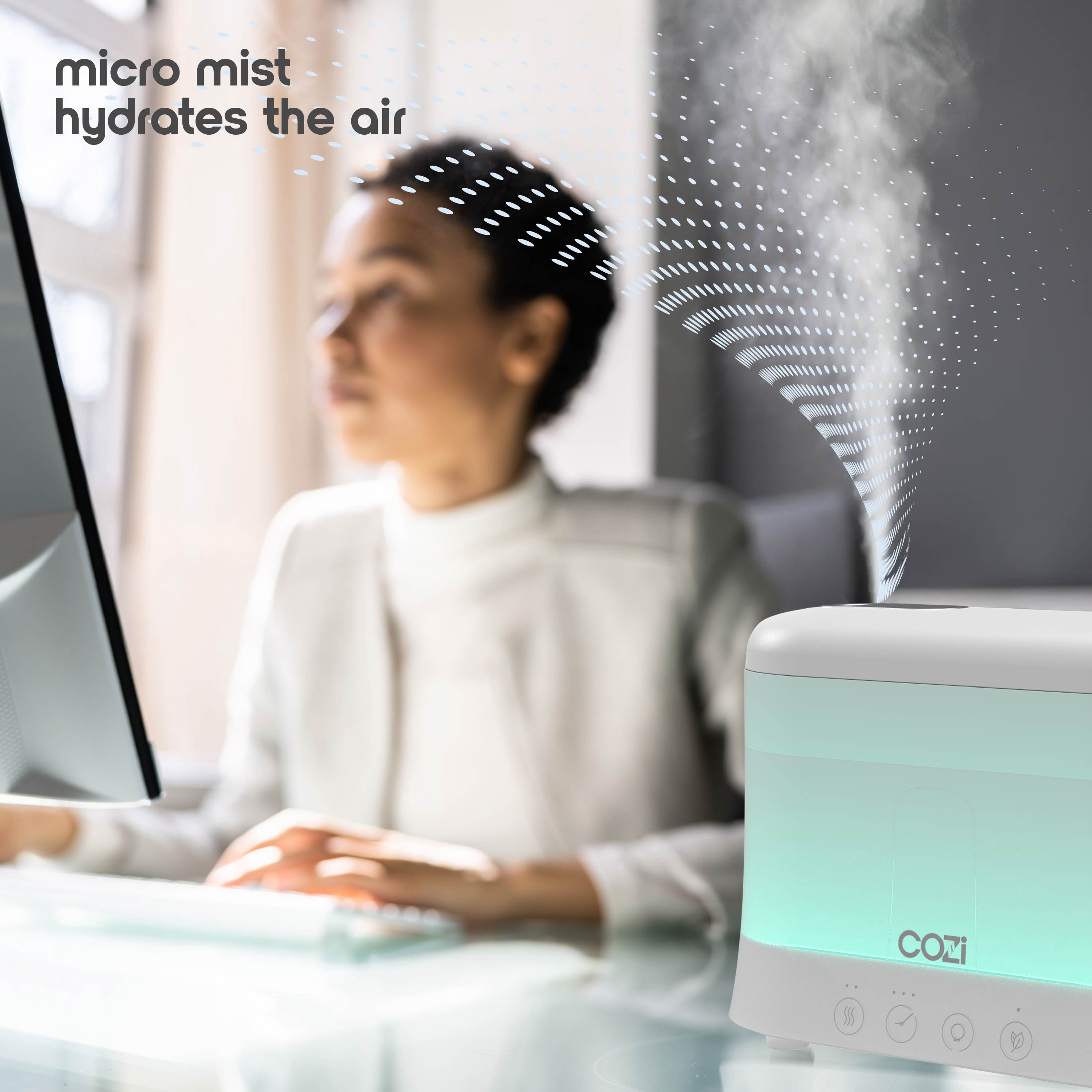 Tzumi Cozi Cool Mist Humidifier and Aroma Diffuser with LED Lights (White) 7t6m0