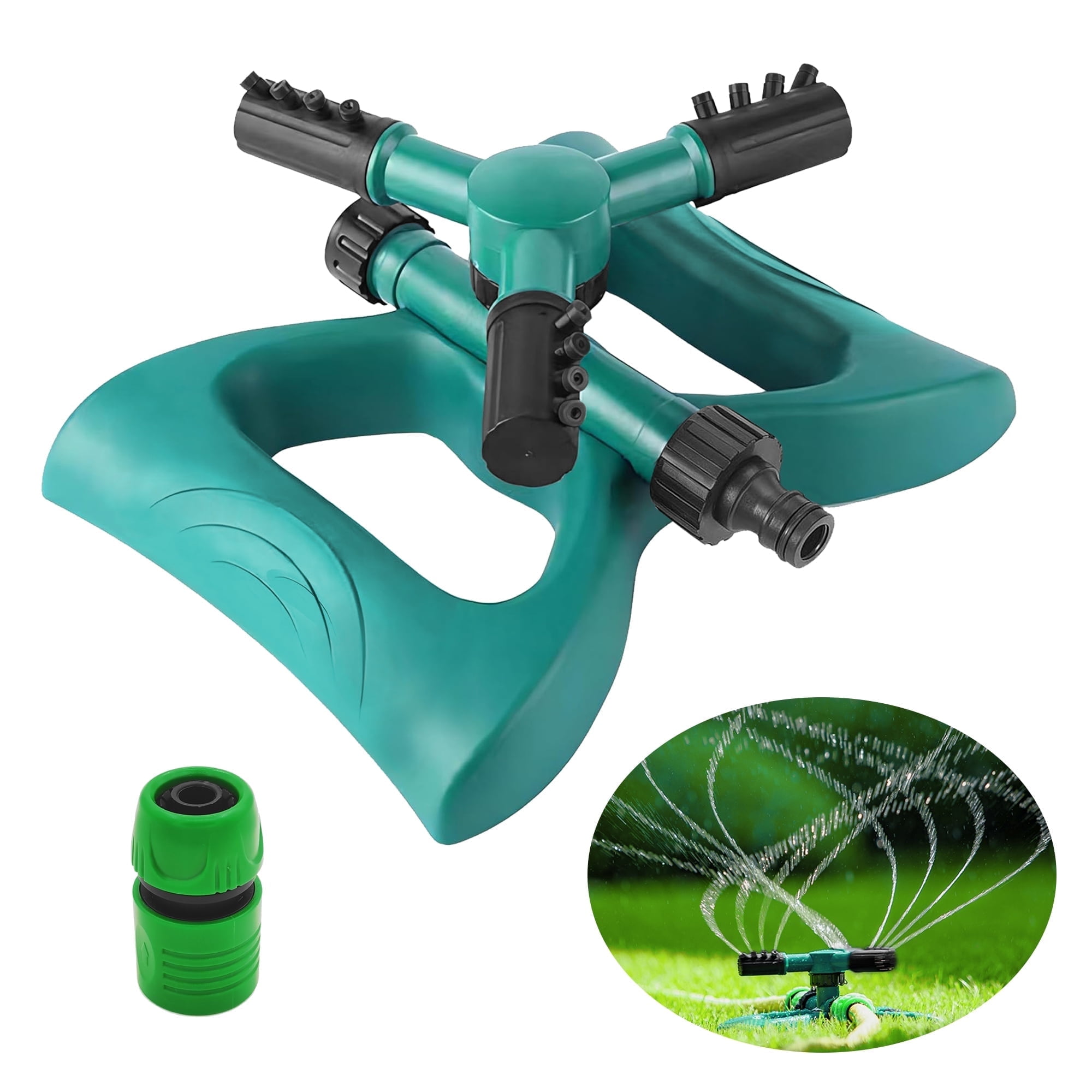 KIMHY Lawn Sprinkler, 360-Degree Rotating Garden Irrigation System with Adjustable Spray Nozzles (1/2 in Connector) k99cy
