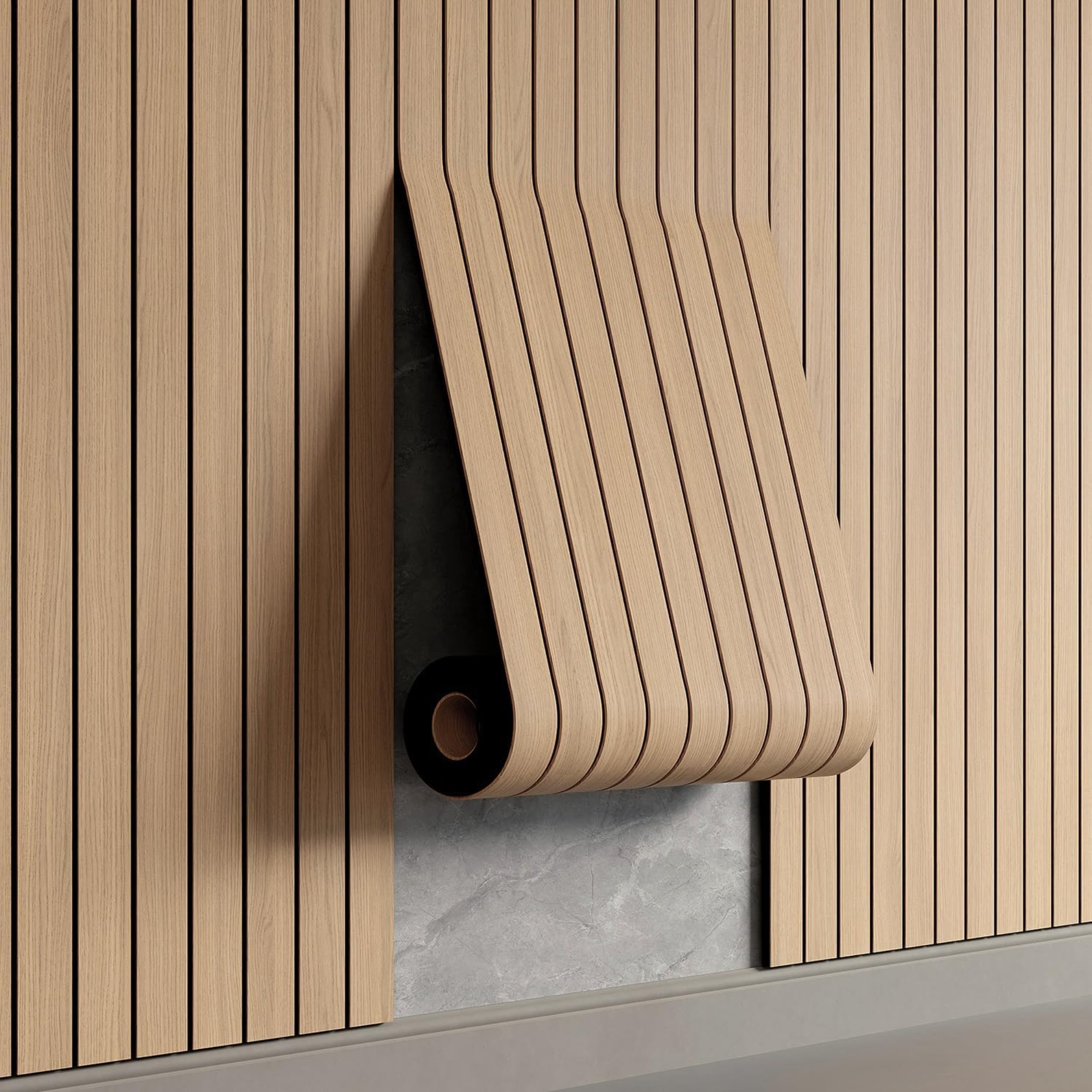Generic Peel and Stick PVC Slat Wall Panel, Self-Adhesive Faux Oak Wood Grain 3D Decorative Wall Covering (Brown, 118 in x 15.75 in) wp6ev