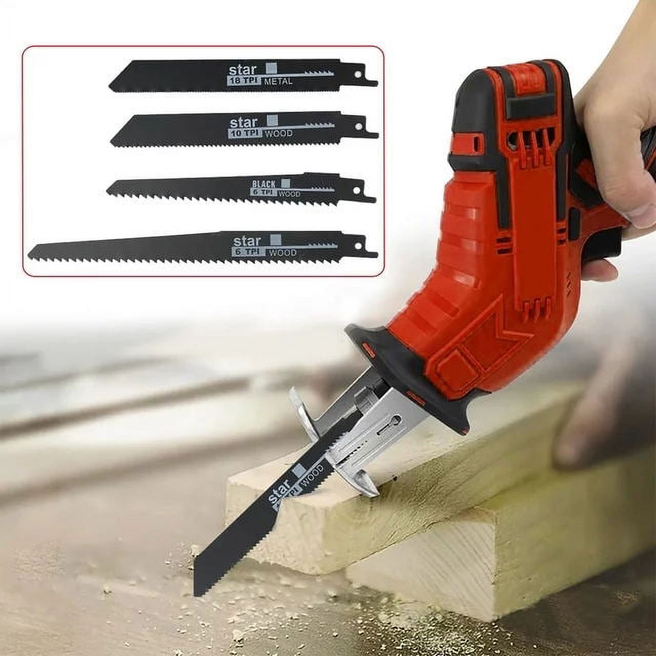 ANTNOMEXIN Cordless Reciprocating Saw Kit, Electric Power Hand Saw with 2 Batteries, Fast Charger, and 8 Saw Blades for Wood, Metal, and PVC Cutting 7fv66