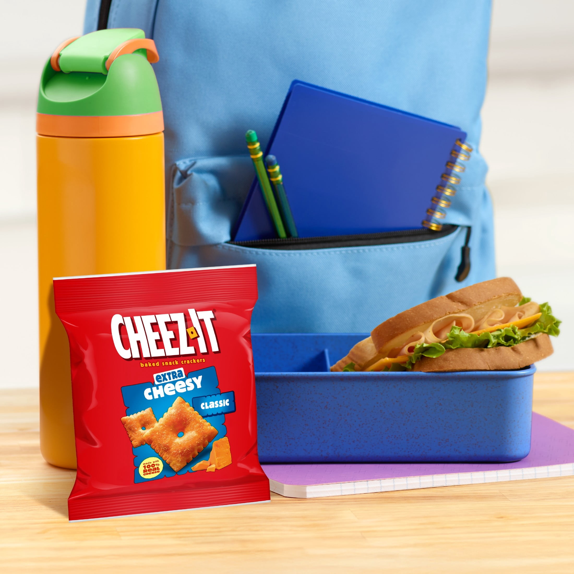 Cheez-It Extra Cheesy Baked Snack Crackers, Real Cheese Flavor, Crispy Lunch Snacks (10 oz, 10 Count) mtdu5