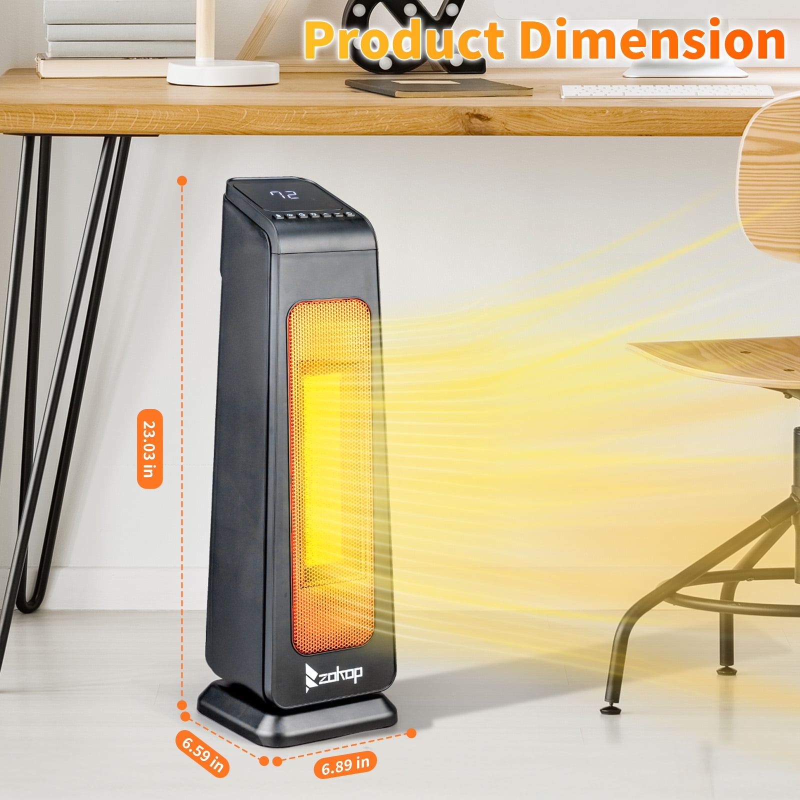 Ktaxon 23 in Portable Electric Space Heater with Remote Control and 70 Degree Oscillation (Black) 8rclh