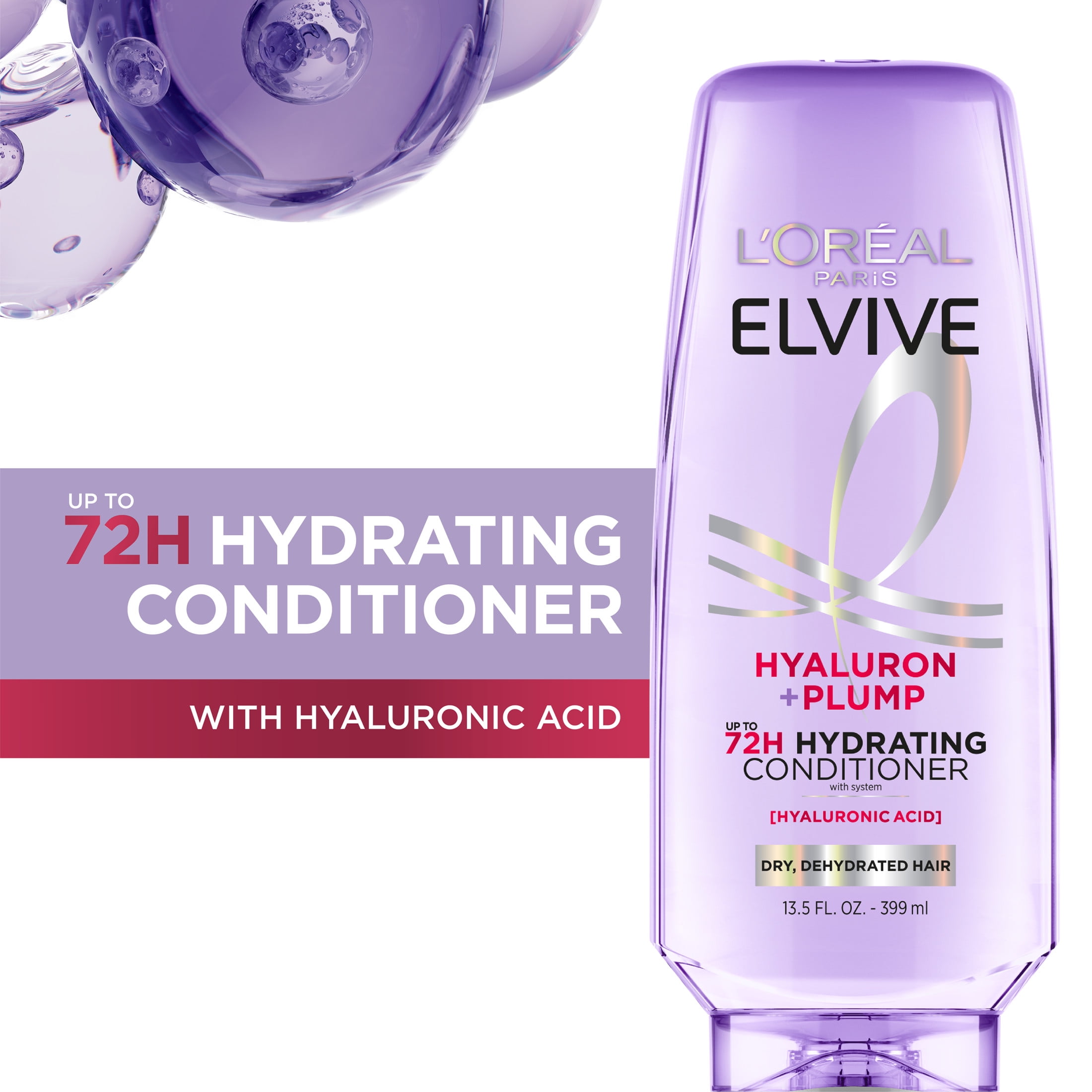 L'Oreal Paris Elvive Hyaluron Plump Hydrating Hair Conditioner, Moisturizing Formula for Dry Hair (13.5 fl oz) ovrgm