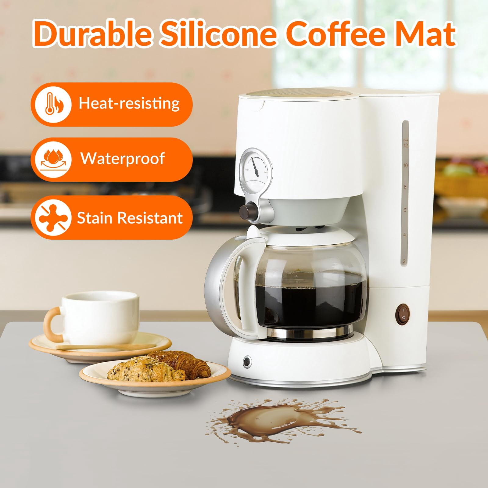GOLDEER Silicone Countertop Protector Mat, Heat Resistant Kitchen Surface Pad (Clear, 23.6 in x 15.7 in) oqwur
