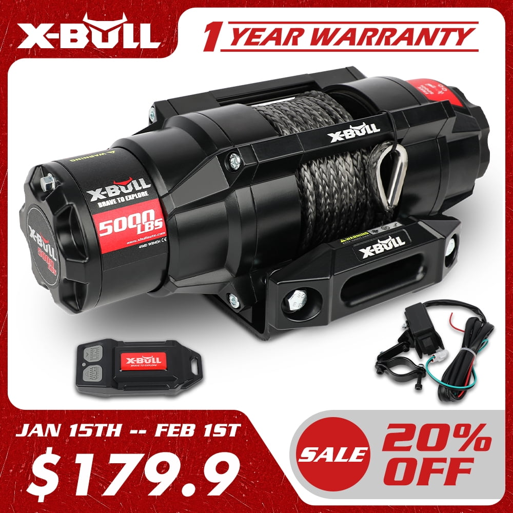 X-BULL 12V Electric Winch with Synthetic Rope and Wireless Remote (5000 lb) ji00b