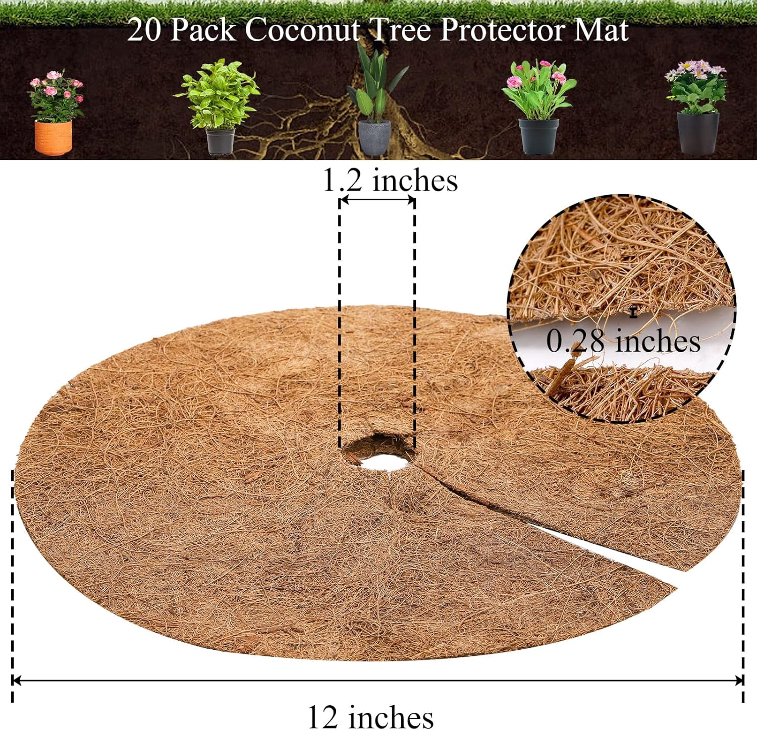 CD Natural Coco Coir Tree Mulch Ring Mat (12 in, 20 Pack) 6pp3h