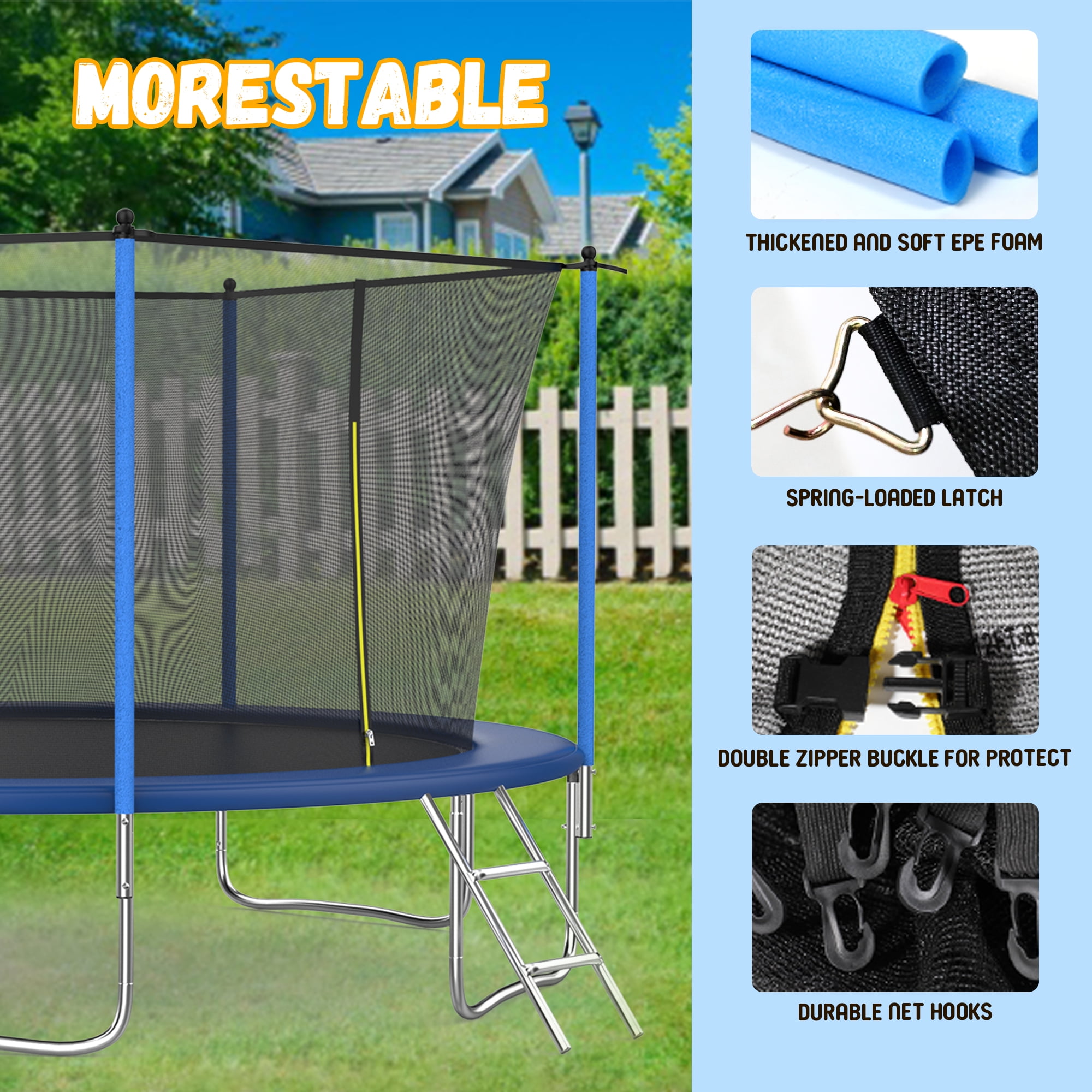 Shengchao Trade 14 ft Recreational Trampoline with Safety Enclosure and Ladder (Blue, 1600 lb Capacity) nyjsg
