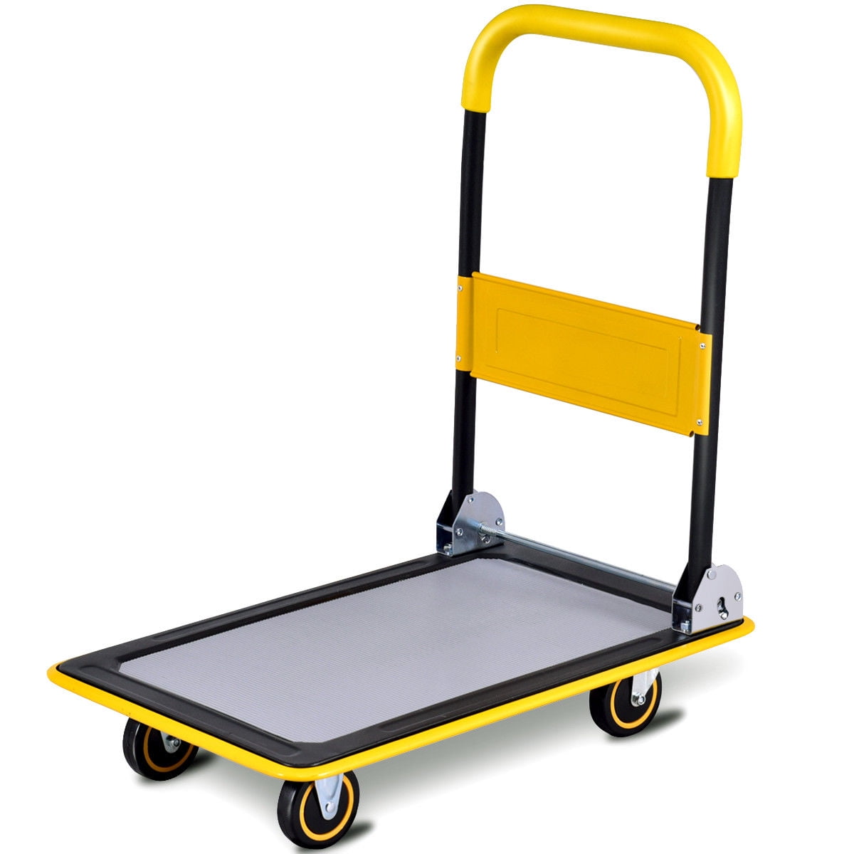 Costway Folding Platform Cart Push Hand Truck (Black, 330 lb Capacity) llzqa