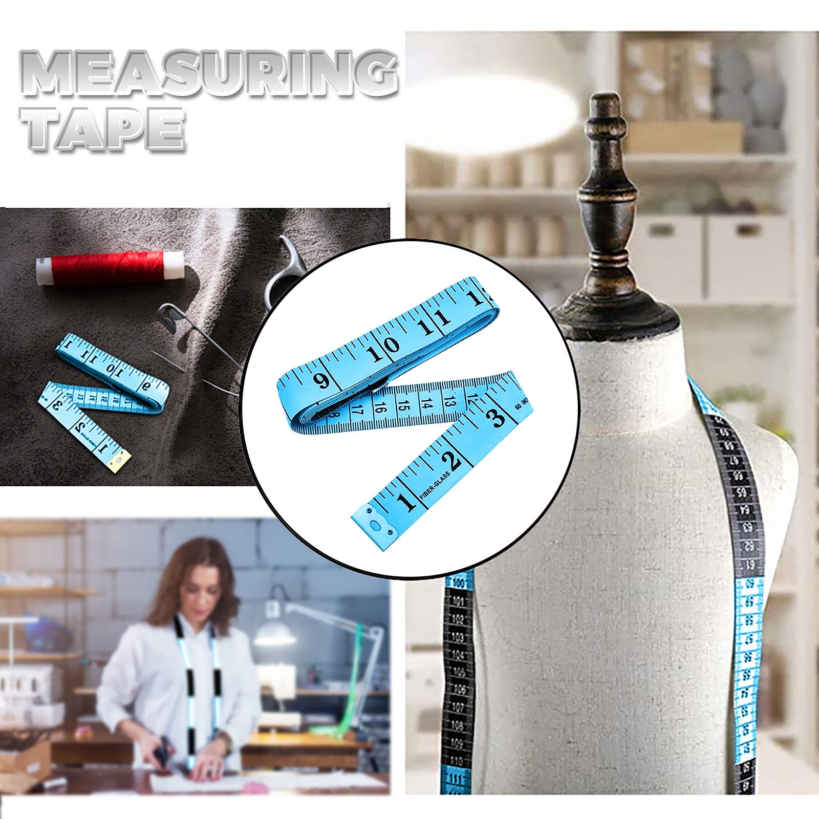 Wovilon Soft Tape Measure Flexible Vinyl Ruler for Sewing Tailoring and Body Measurement (Blue, 60 in) ug1jn