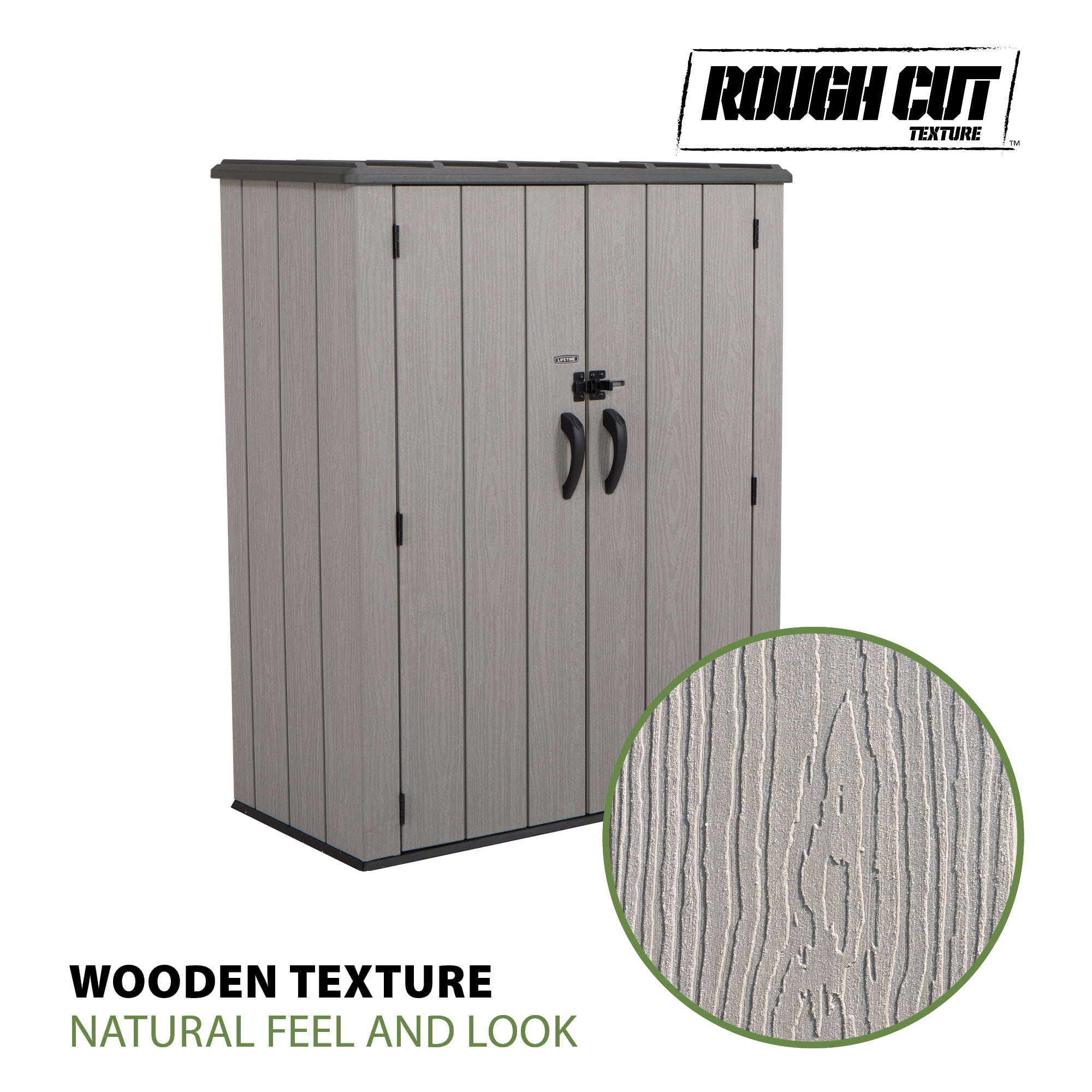 Lifetime Vertical Outdoor Storage Shed, Weather-Resistant Polyethylene Garden Organizer (Gray, 53 cubic feet) s1c6d