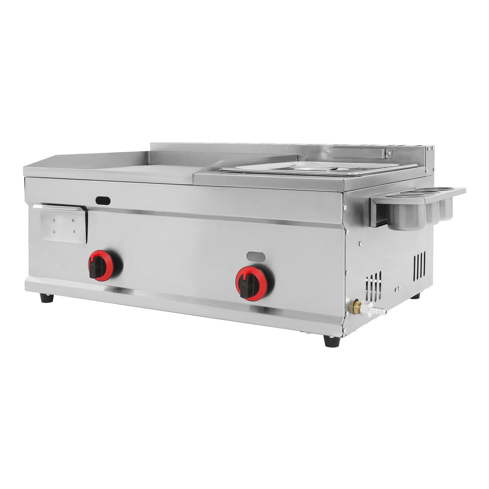 Generic Commercial Gas Propane Flat Top Grill Griddle with Deep Fryer (Silver, 1.59 gal Oil Capacity) 2m6r3