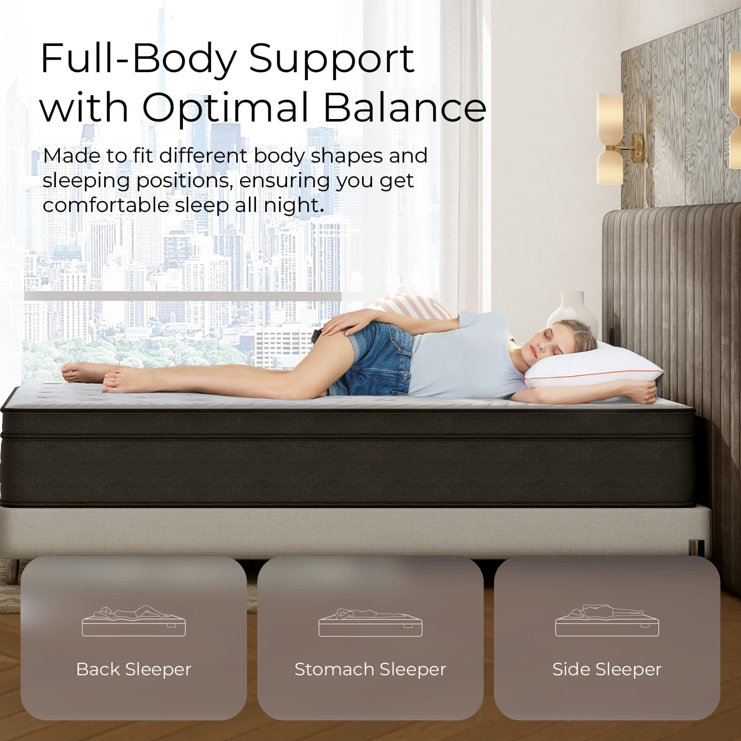 SweetNight Twilighty Hybrid Mattress, Pillow Top Cooling Memory Foam with Individually Wrapped Coils (Queen, 12 in) un0c9