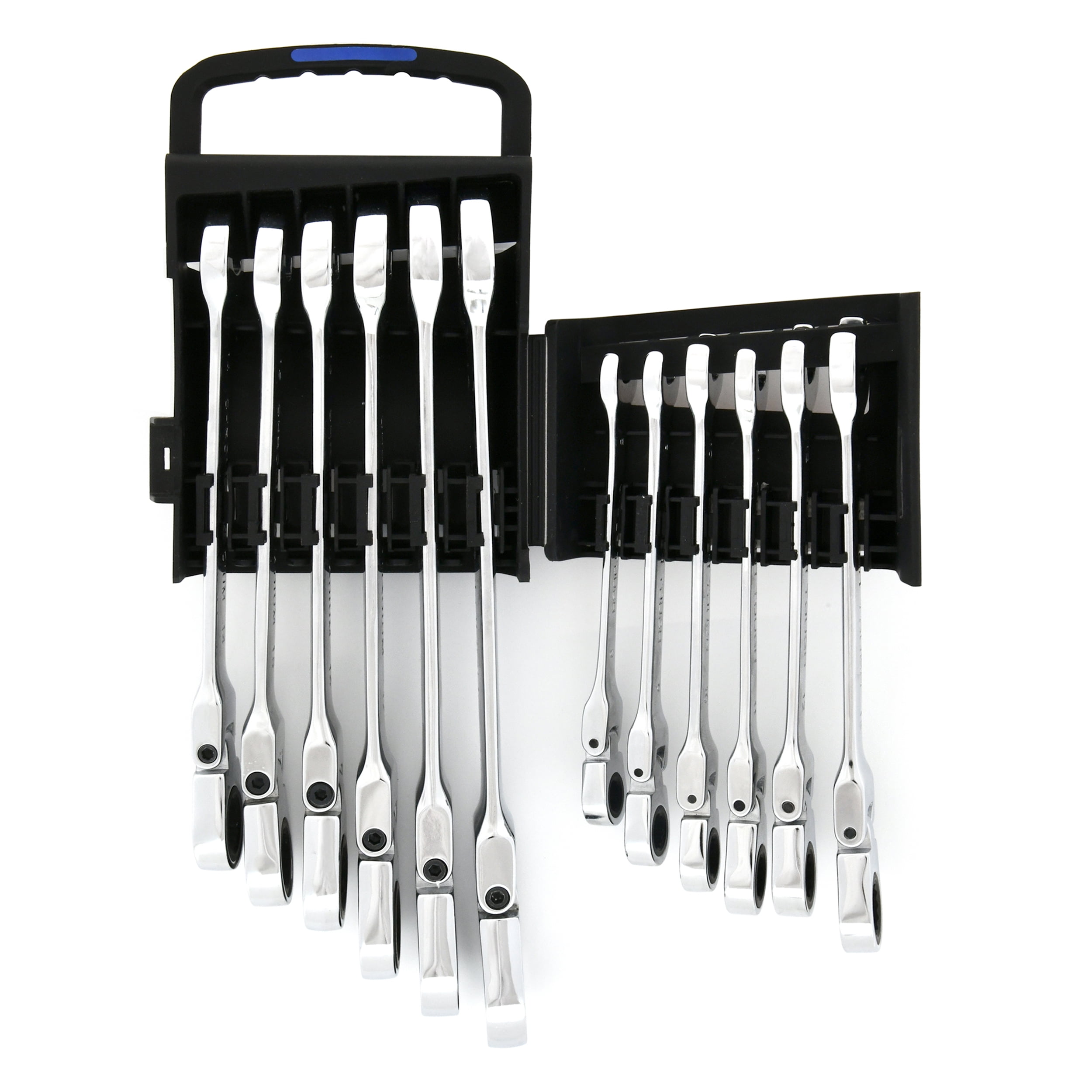 Hyper Tough 12-Piece Flex Head Ratcheting Wrench Set (Silver, 12-Piece) wg69o
