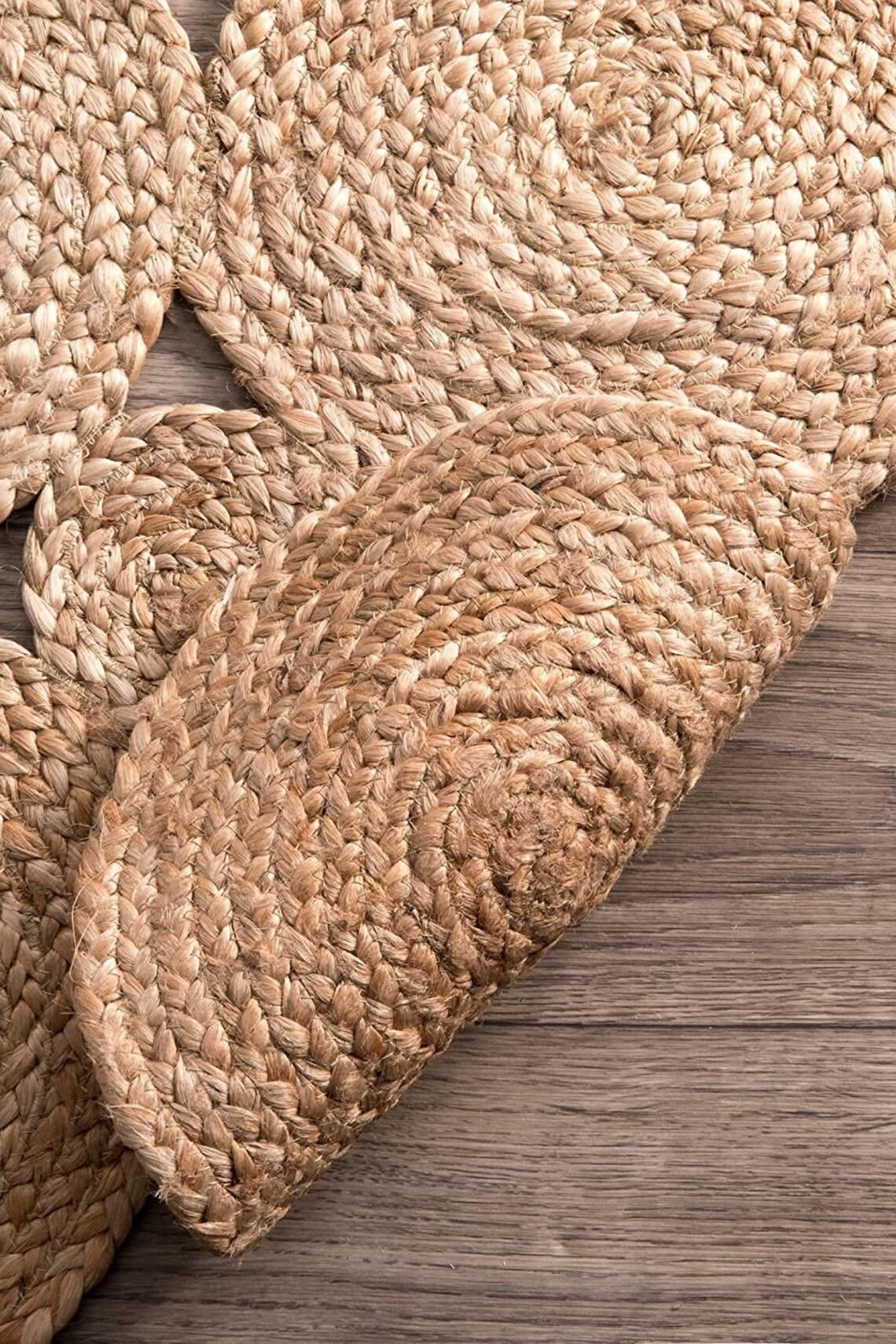 ColorFullHouse Handmade Braided Natural Jute Area Rug (Beige, 2 ft x 4 ft) 1x73u