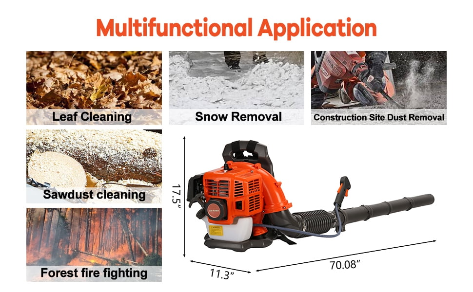 Happydeer 52CC Backpack Leaf Blower, Gas Powered Snow Blower for Outdoor Debris Clearing (Orange, 17.4 lb) u4tal