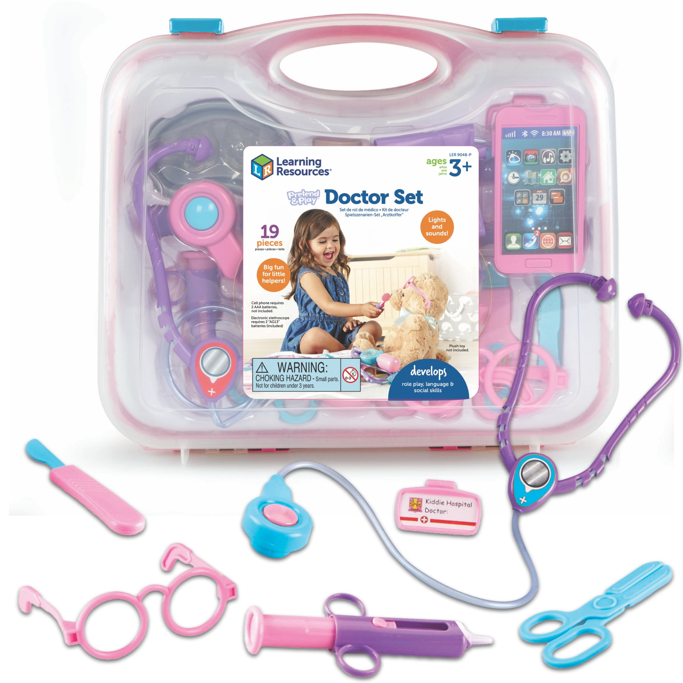 Learning Resources Pretend & Play Doctor Set, Educational Medical Role-Play Kit for Kids (Pink, 19-Piece Set) ne6w3