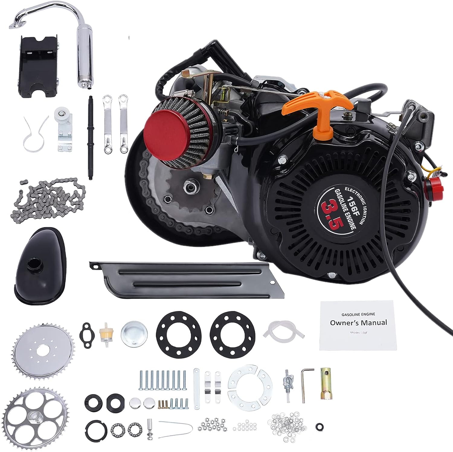 Aiqidi 100cc 4-Stroke Bicycle Engine Conversion Kit Gas Motorized Bike Motor (Silver, 44 lb) tddoa