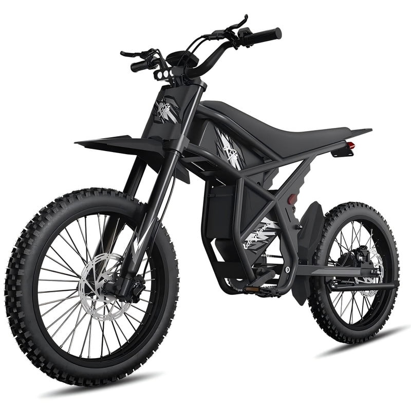 Riding'Times GT73 Electric Dirt Bike for Adults, 2400W High-Performance Off-Road E-Bike, Dual Battery System, Full Suspension (Black, 25 in Tire) inm6i