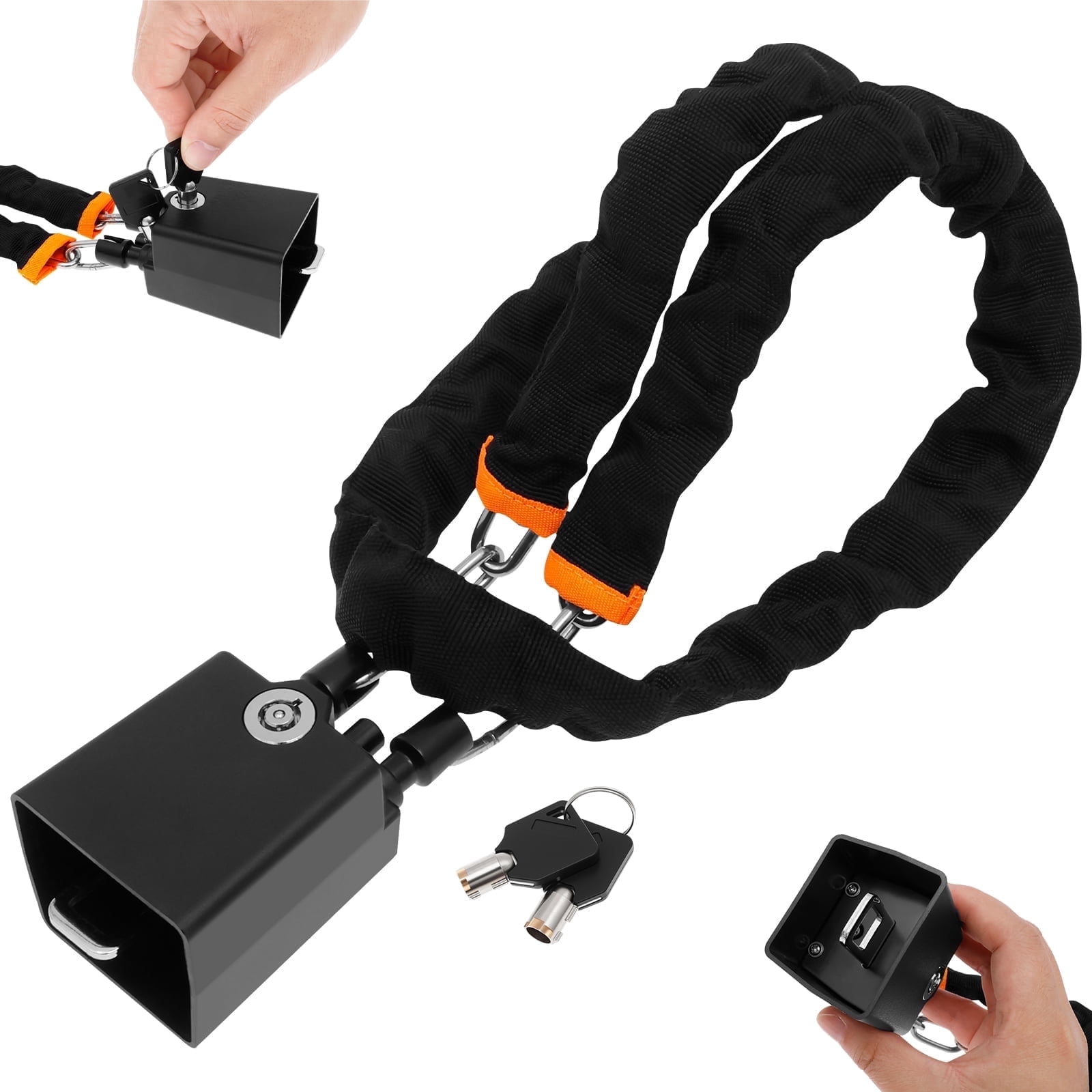 TMWEFUSC Universal Steering Wheel and Seat Belt Anti-Theft Lock (Black, 25.59 in) 7h8xw