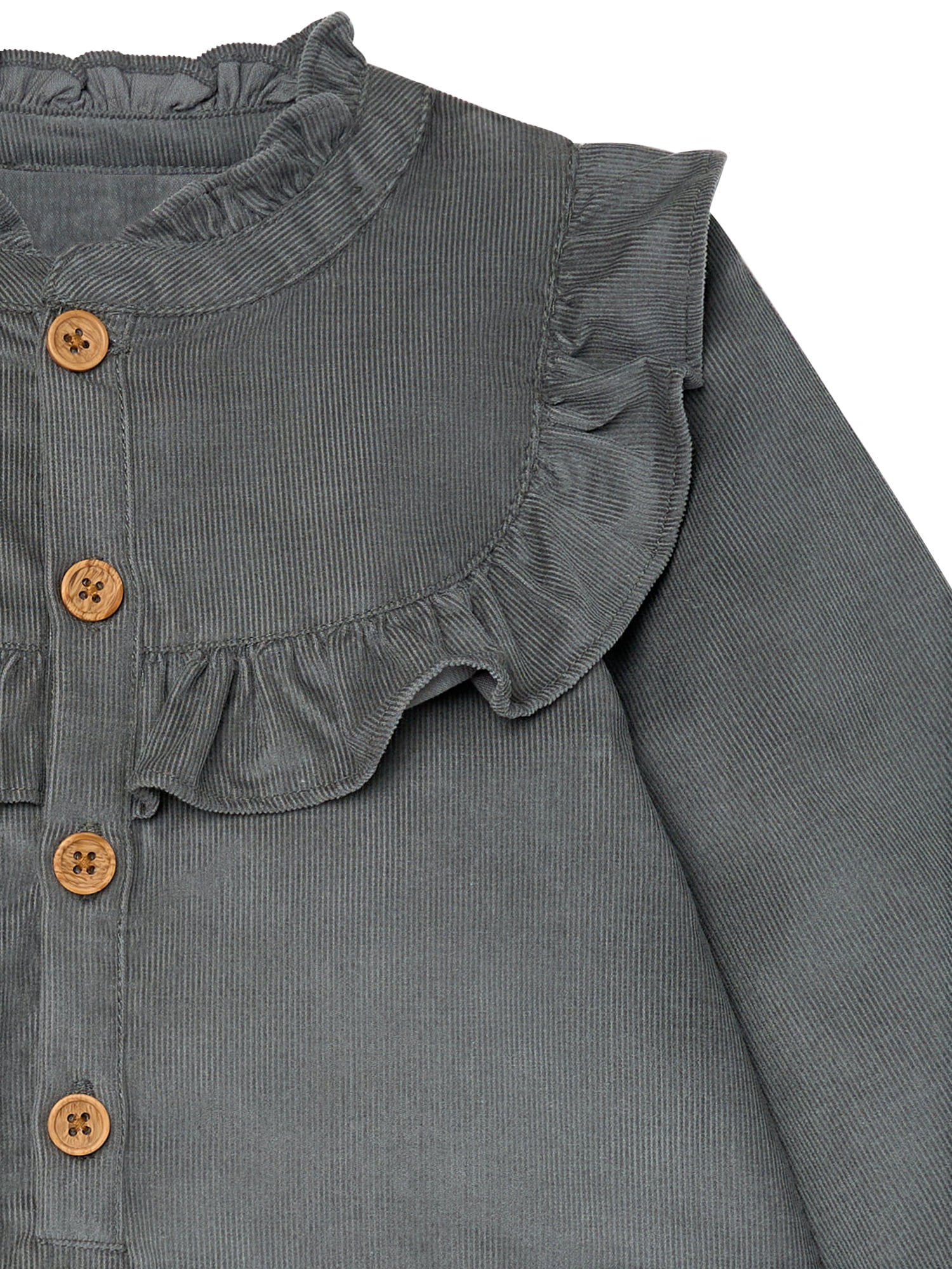 Modern Moments by Gerber Toddler Girl Ruffled Yoke Dress (Grey, 12M-5T) hky2t