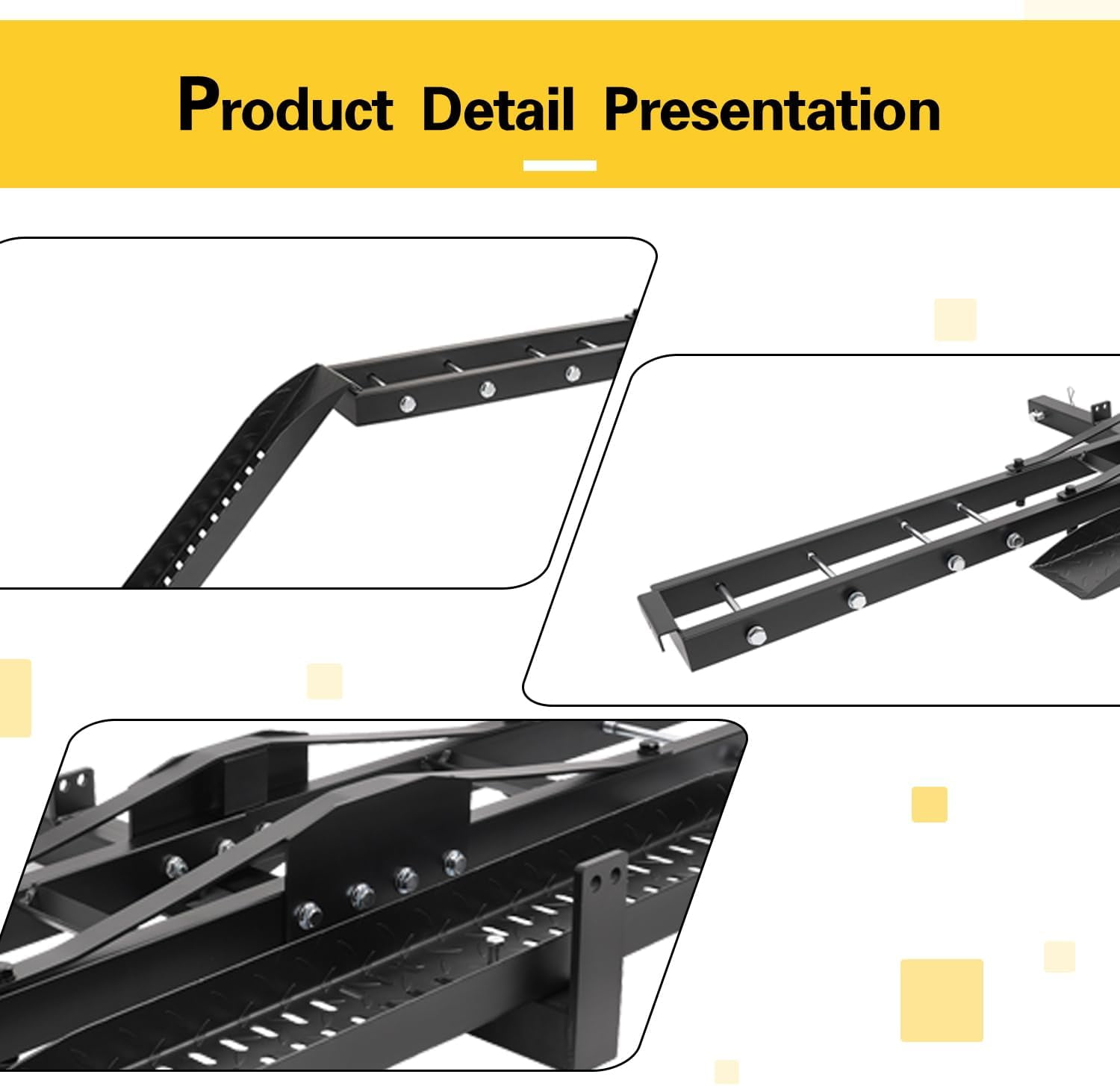 Kojem Motorcycle Dirt Bike Hitch Carrier Rack with Loading Ramp (Black, 500 lb Capacity) zb8pp