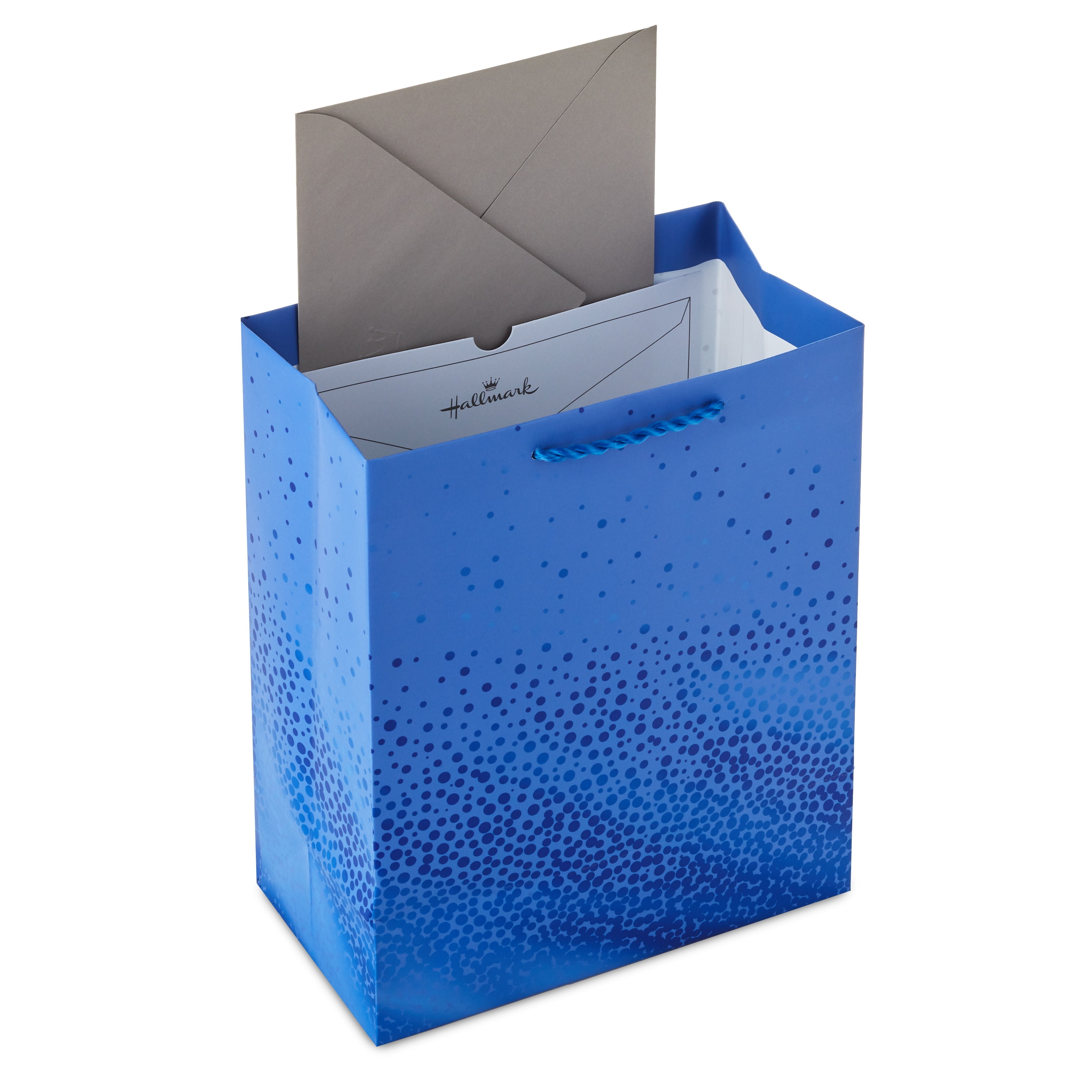 Hallmark Medium Gift Bag (Blue with Cascading Blue Foil Dots, 7.7 in x 9.6 in x 4.3 in) nllcm