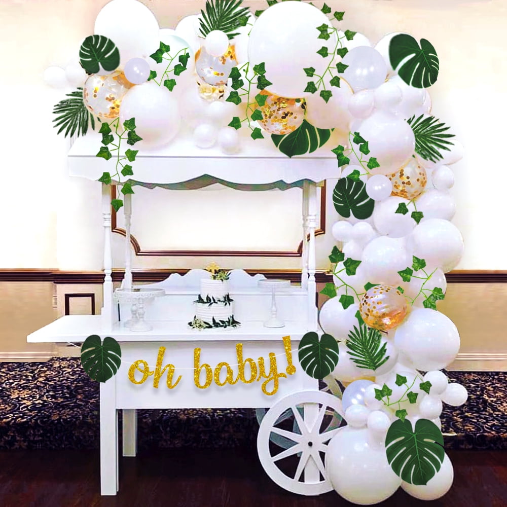 Sweet Baby Company Boho Greenery Baby Shower Decorations Kit with Balloon Garland Arch, Oh Baby Banner, and Artificial Ivy Vines (117 Piece Set) g2w5v