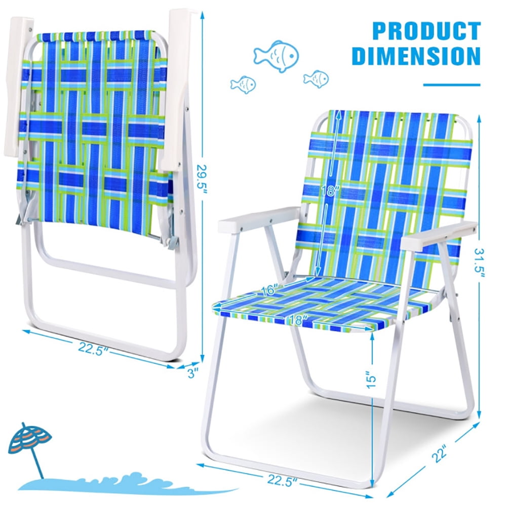 Resenkos Folding Beach Chair Set, Heavy-Duty Outdoor Lawn Camping Seat (Blue, 6 Pack) 8rypk