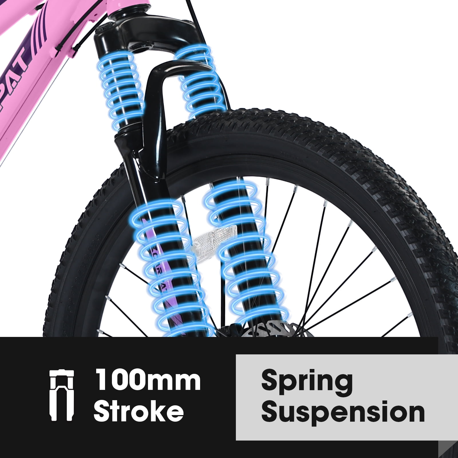 Ambifirner Mountain Bike, 21-Speed Shimano Drivetrain with Dual Disc Brakes and Front Suspension (White/Pink, 24 in) fes6s