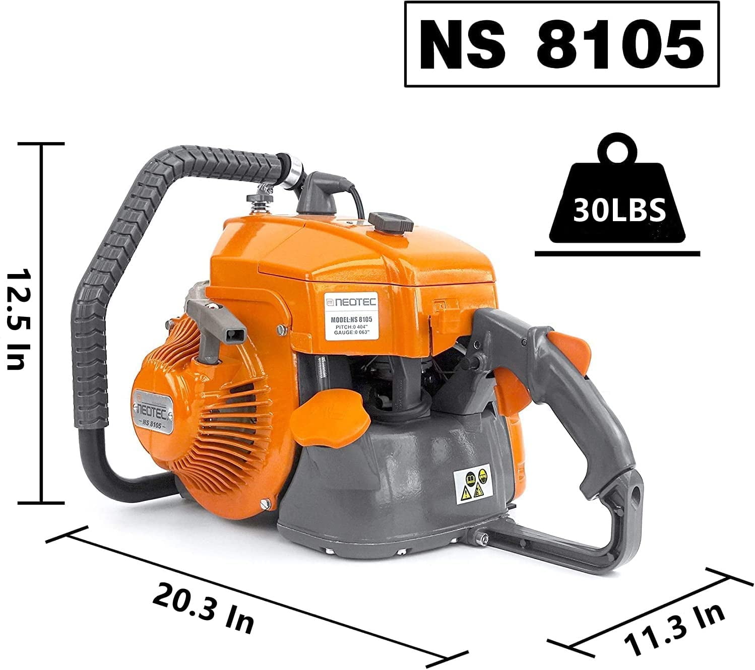 Neotec 105cc Gas Chainsaw with 36 in Guide Bar, Professional Heavy-Duty Gasoline Wood Cutting Saw (Orange, 36 in) yguev