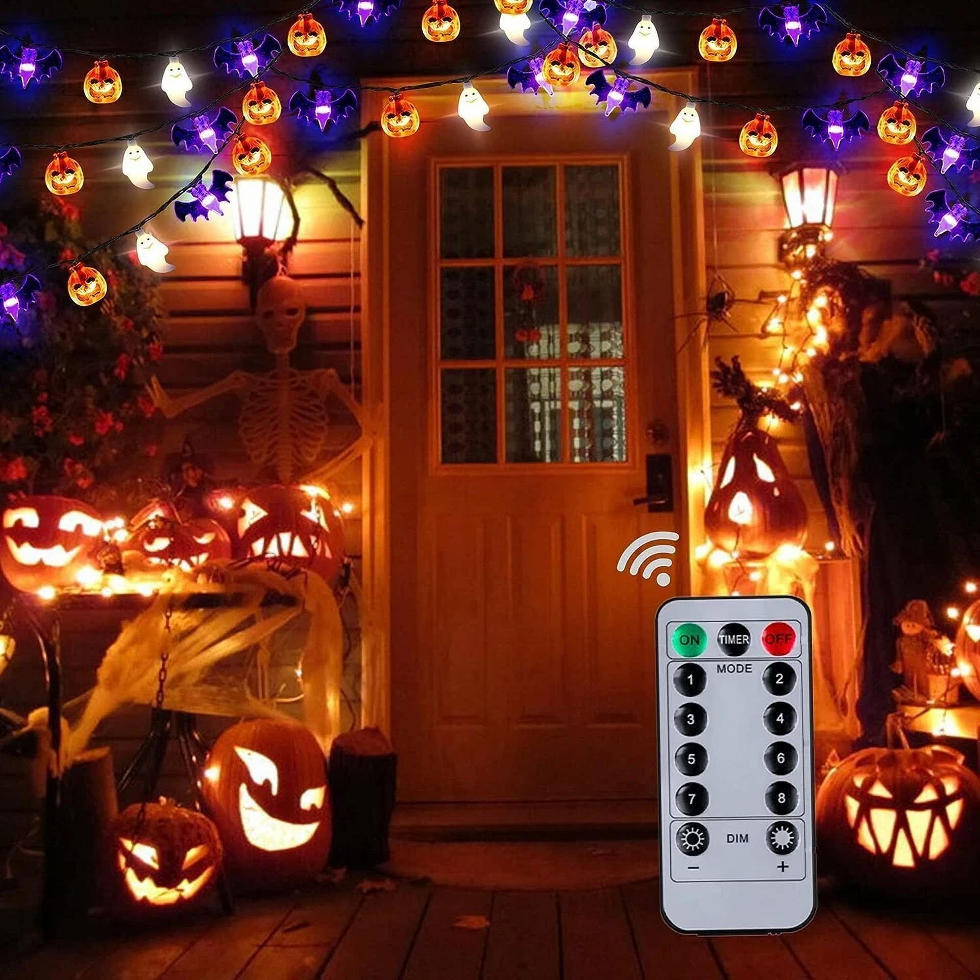 KLYNE Halloween String Lights Pumpkin Ghost Lantern LED Party Decor (30 Lights, 15 ft) pn48h