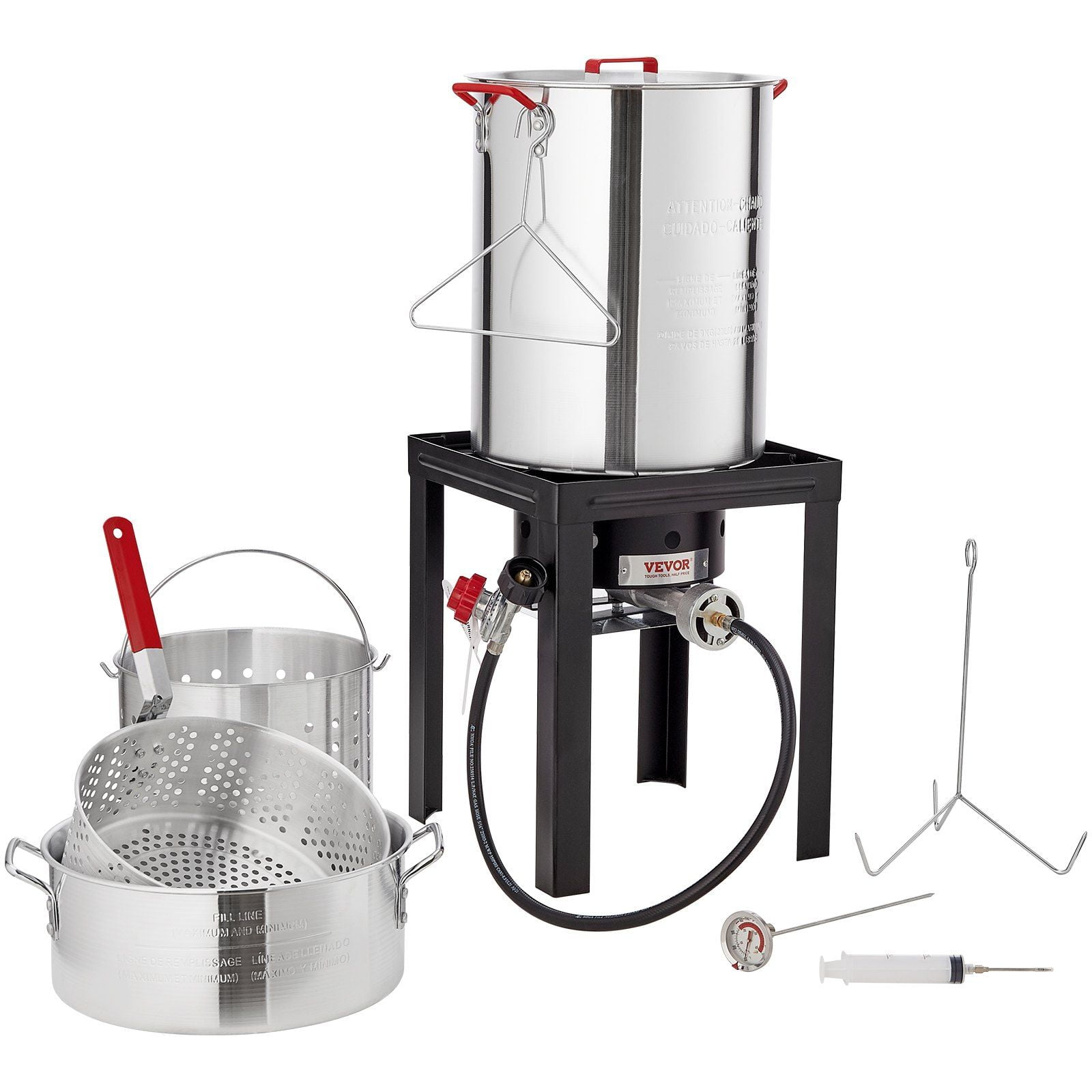 Generic Thanksgiving Turkey Deep Fryer Kit, 30-Qt Pot & 54K BTU Gas Burner, with Fish Basket & Poultry Rack (30-Qt) 50hdb
