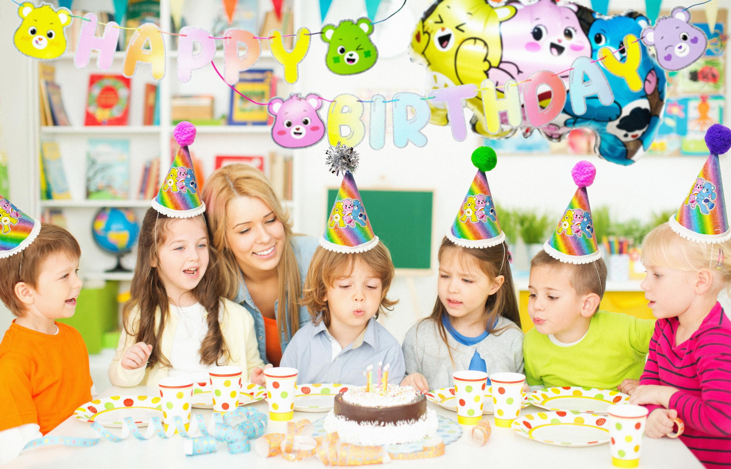 LUV HER Care Bears Birthday Party Supplies Set (31 Piece Kit, Multicolor) wa0vw