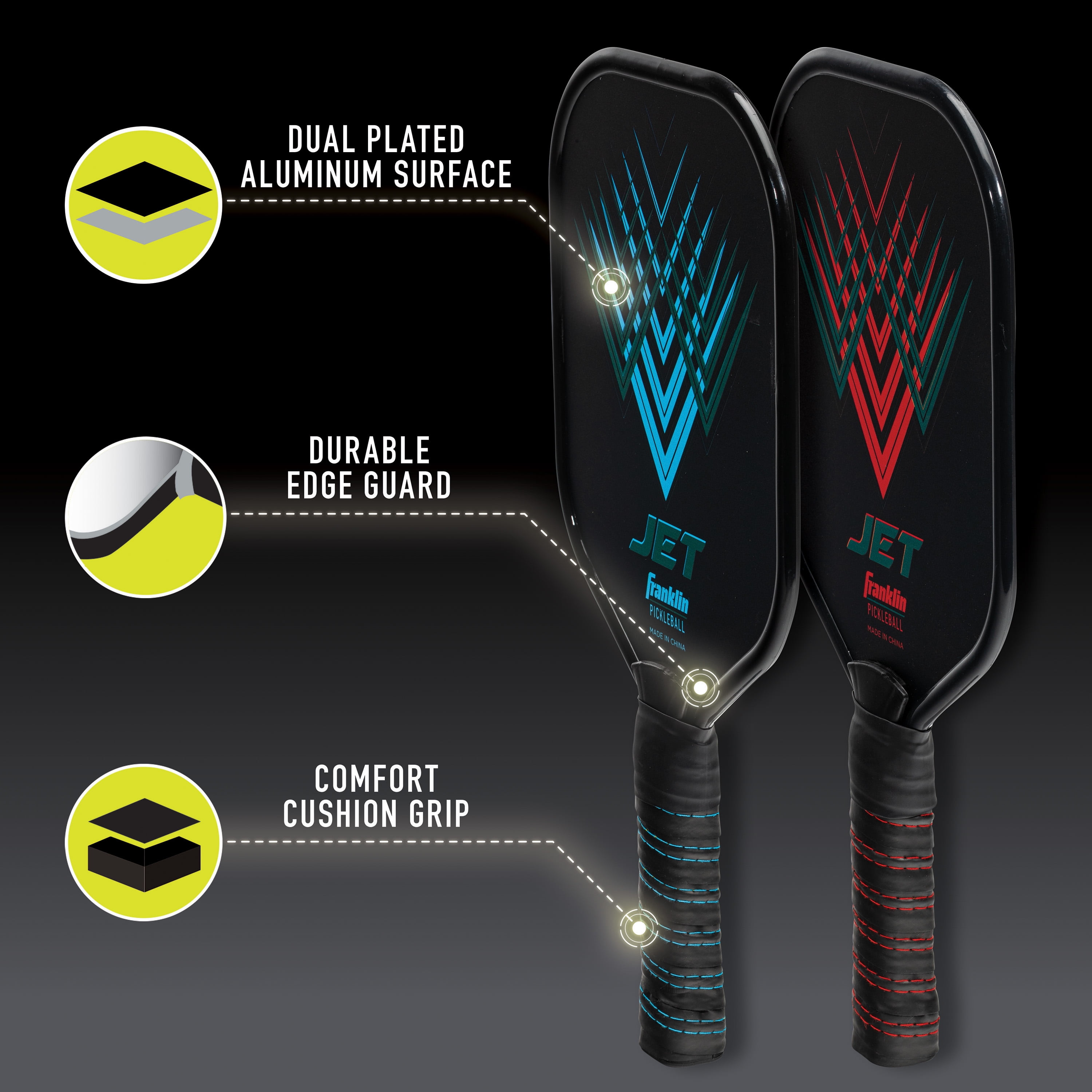 Franklin Sports Pickleball Paddle Set (2 Paddles, 2 Balls, Aluminum Starter Kit) tlmo1