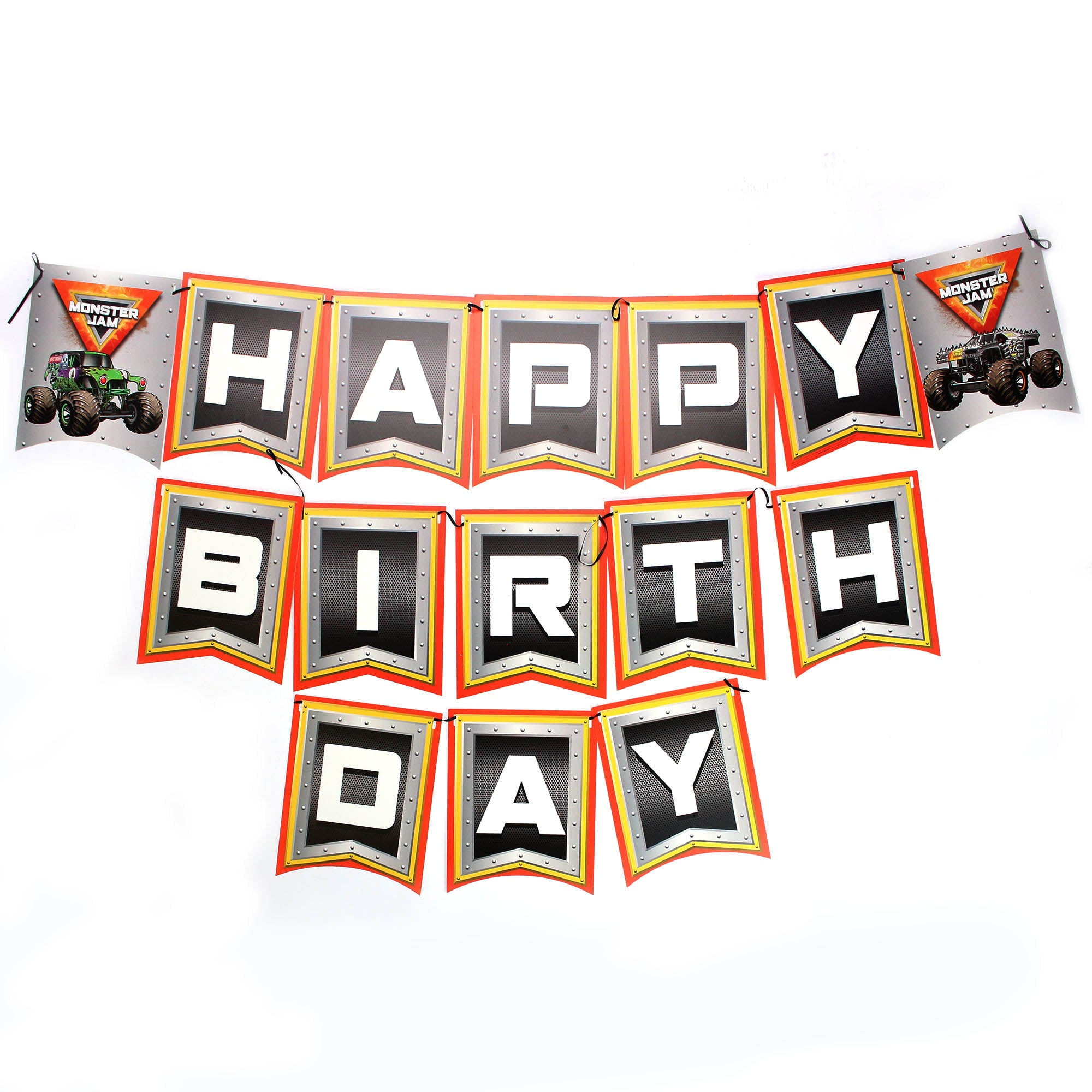 Prime Party Monster Jam Happy Birthday Jointed Flag Banner (Red, 6 ft) bq5pb