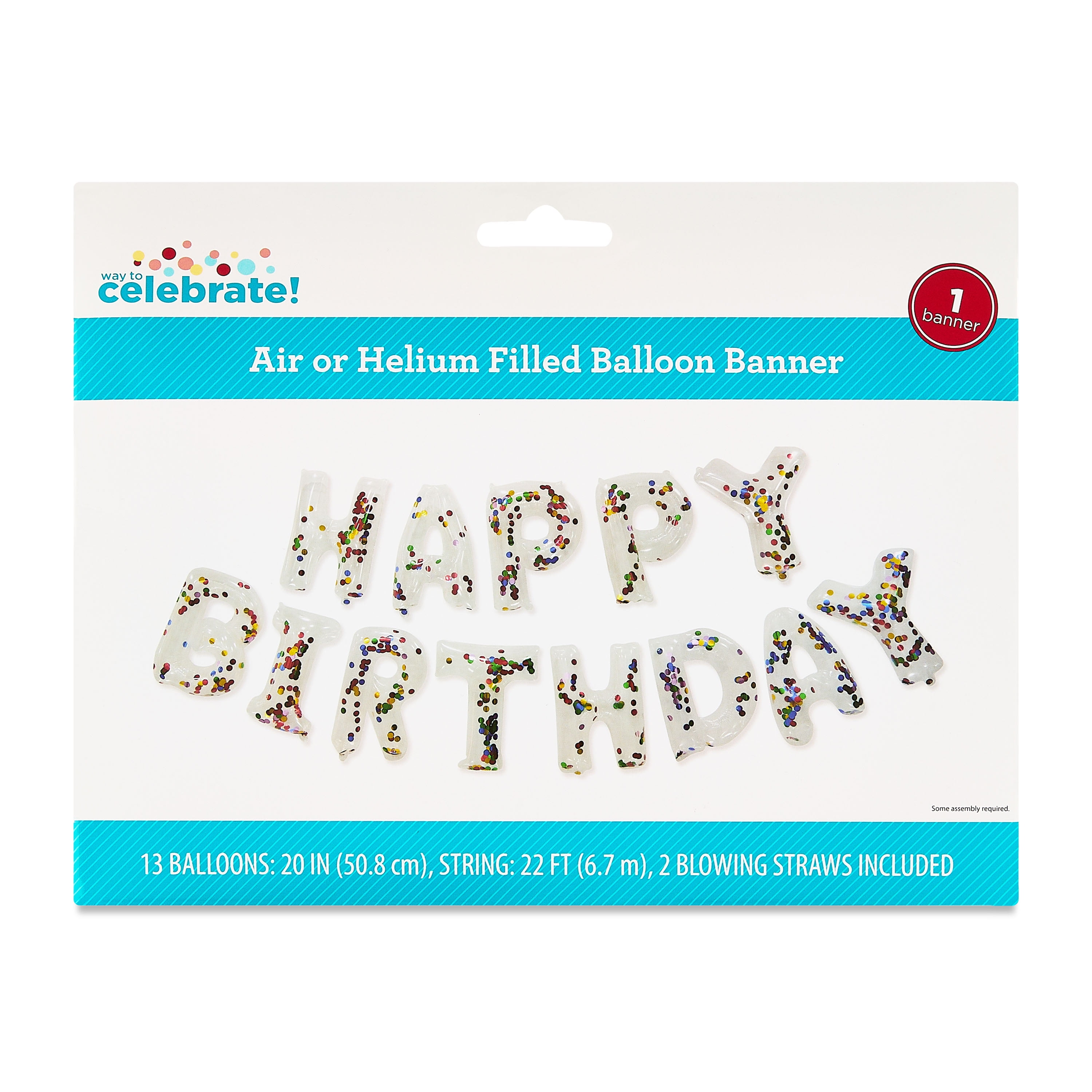 Way To Celebrate Happy Birthday Confetti Metallic Foil Balloon Banner (Multi-Color, 16 Pieces) flmf8